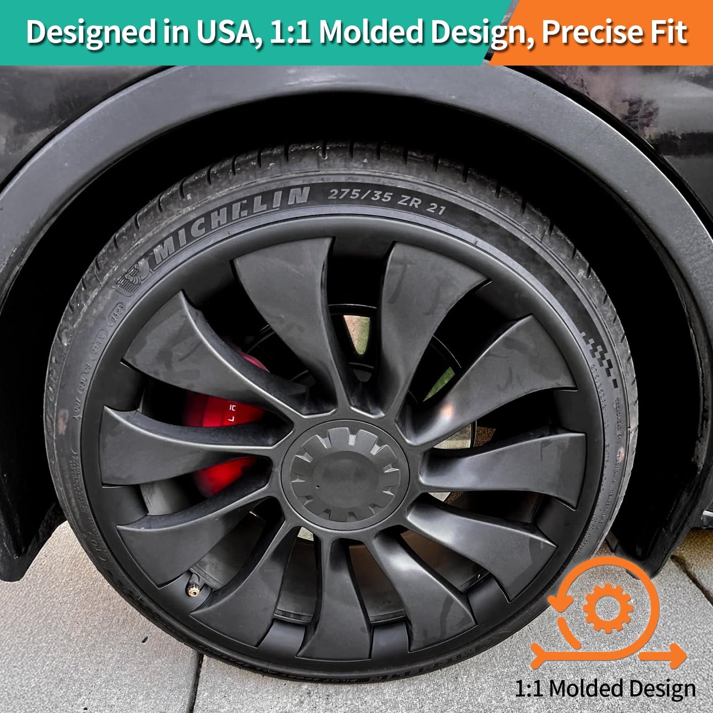 RAYLUXE Model Y Rim Protector 21inch Überturbine Wheels for Tesla Model Y 21 inch Wheel Rim Protector ABS Rim Guard Hubcap Cover Car Protection Tire Trim Rings for Model Y Exterior Accessories (21 in)