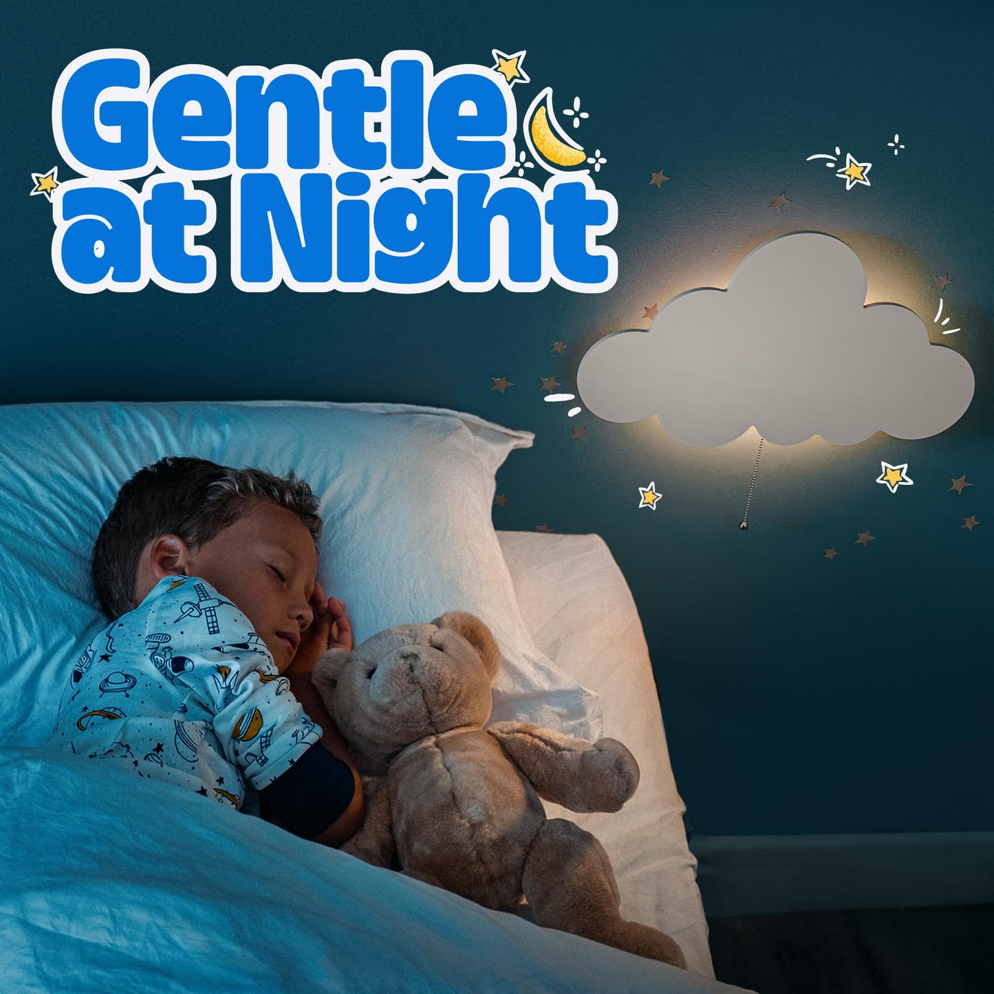 Tip perk 2 Pack Cloud Light - Floating Cloud Wall Lamp for Nursery | Cute Floating Lamp for Kids Bedroom | Battery-Operated Hanging Night Lights for Bedroom | Lamp for Baby Nursery