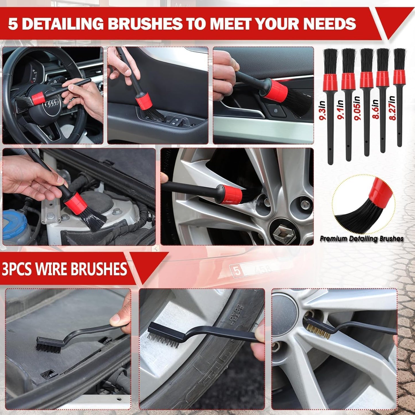 GASLIKE 63PCS Car Wash Cleaning Kit,Car Wash Brush with Long Handle,Car Detailing Kit with Foam Gun,Car Cleaning Supplies,Handheld Vacuum, Car Detailing Kit (63PCS)