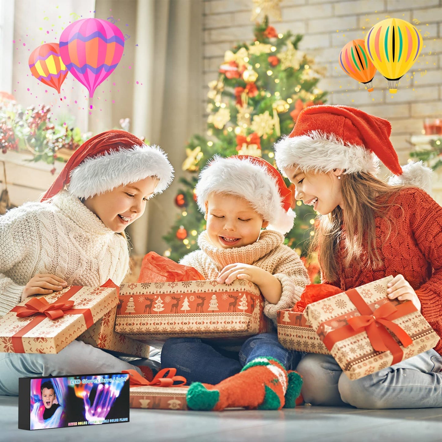 Cool Toys LED Gloves,Kids Toys for Ages 3-4 5-7 Year Old with 6 Flash Mode,Great Party Favors for Kids Birthday Christmas Halloween Valentines,Fun Toys Gift for 3 4 5 6 7 Year Old Girls Boys(1 Pair)