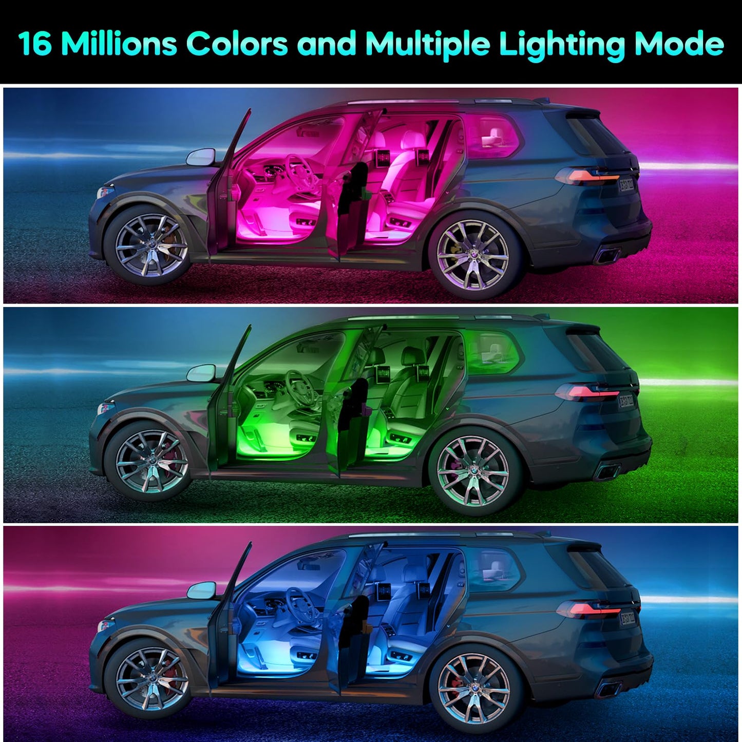 Winzwon Mothers Day Gifts for Mom, Interior Led Lights for Car Accessories for Women Men, Birthday Gifts for Men Him, APP Control with USB Port Music Sync Color Change Lights for Jeep Truck Decor, 12V