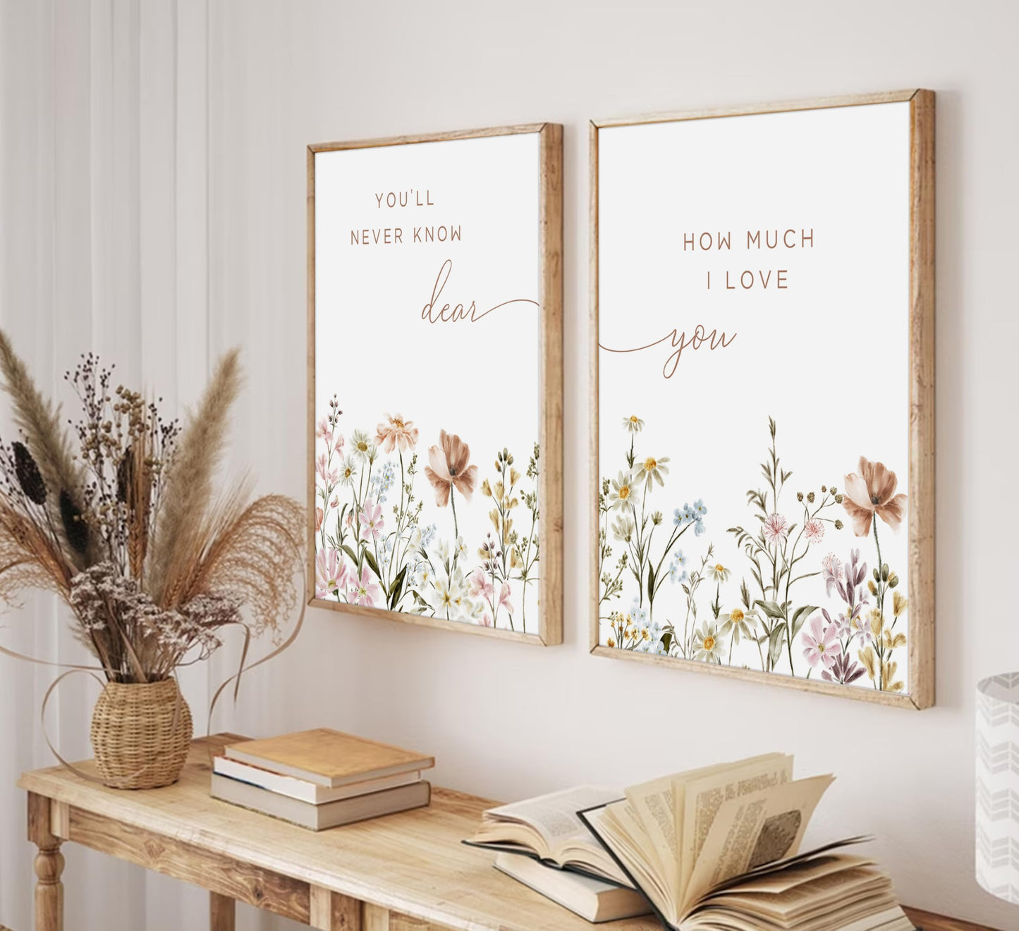 libitea 2 Pcs Wildflower Nursery Wall Art Flower Botanical Sentence Poster Painting Picture Wall Decor Boho Girl Nurseries PrintArtwork for Nursery Baby Room Living Room Bedroom Home Decoration