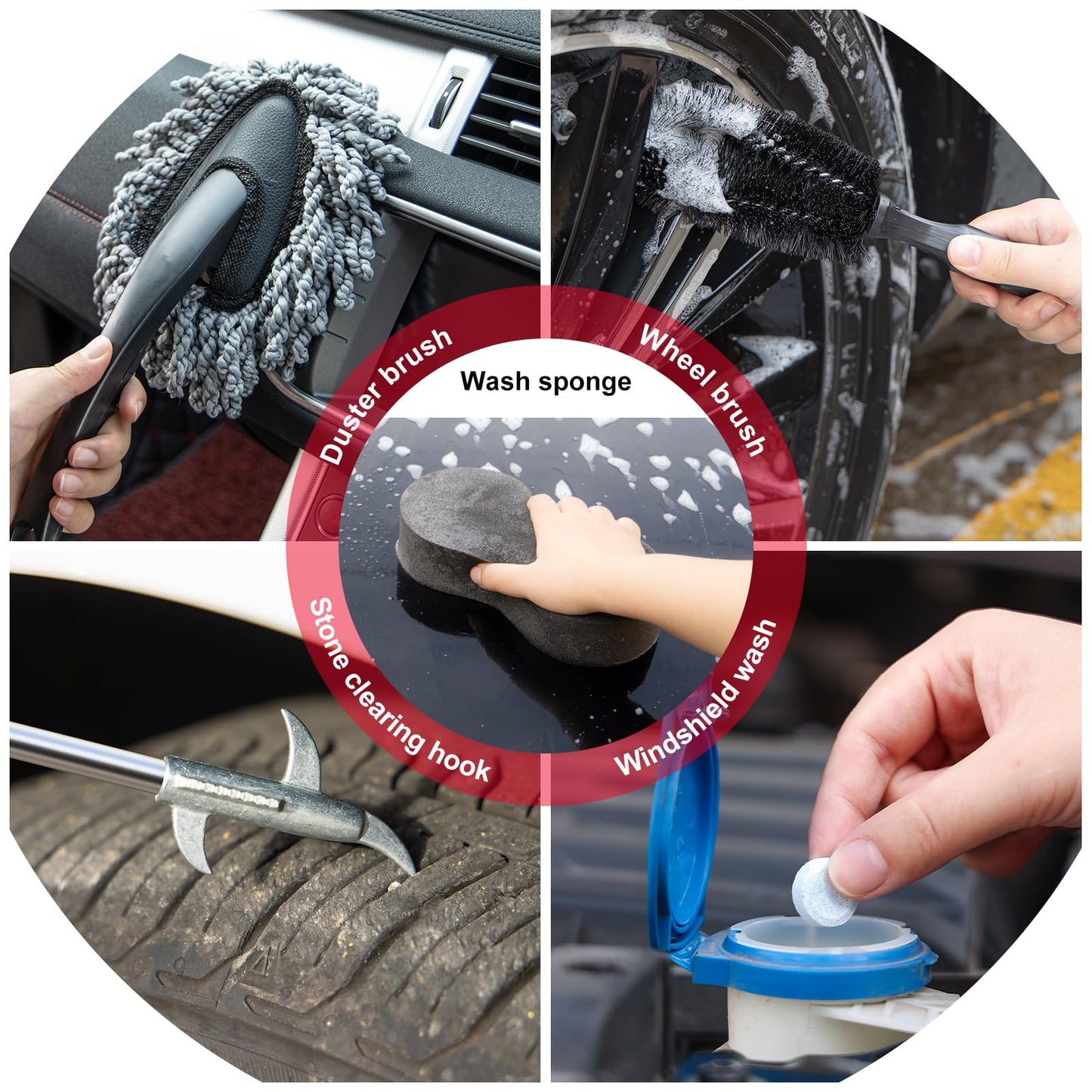 GPUSFAK 41Pcs Car Wash Cleaning Kit with High Power Handheld Vacuum Windshield Cleaning Tool Collapsible Bucket Detailing Brushes Tire Brush Towels Complete Detailing Set for Car