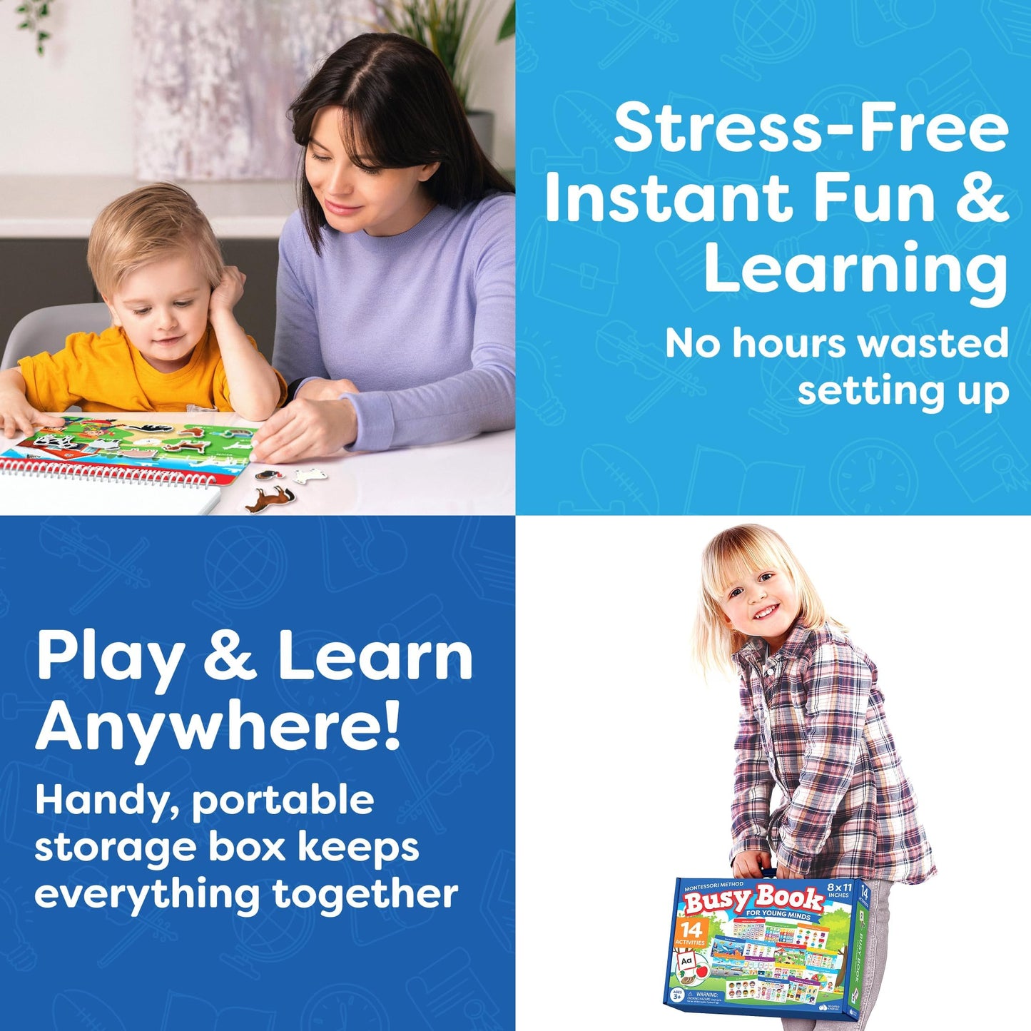 Montessori Preschool Busy Book for Toddlers Ages 3 and Up - Preassembled - Preschool Learning Activities Homeschool Montessori Toys - Easter Gifts for 3 Year Old Boys - 4 Year Old Girl Birthday Gifts