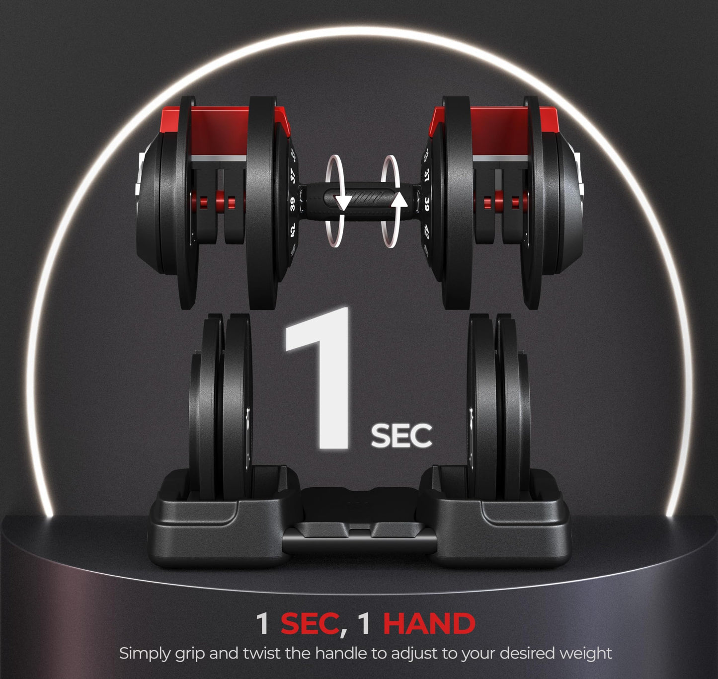 Yaheetech Adjustable Dumbbell Set 52.5lbs Pair of Adjustable Dumbbells Fast Adjust Dumbbell Weight Set of 2 with Anti-Slip Handle and Tray for Men/Women Home Gym Full Body Strength Training Equipment