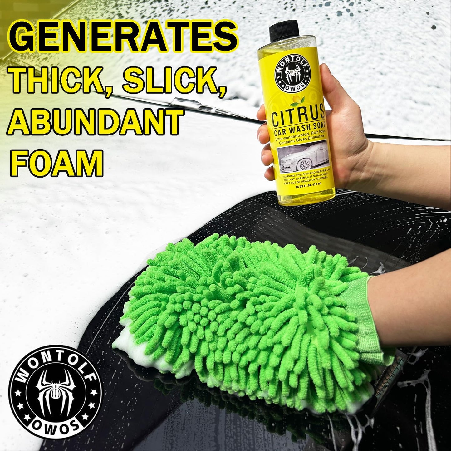 Wontolf Car Wash Kit with Car Wash Soap Shampoo, Interior Cleaner, Wheel Cleaner, Car Detailing Cleaning Care Kit for Cars Trucks RVs SUVs Motorcycles Detailing Cleaning