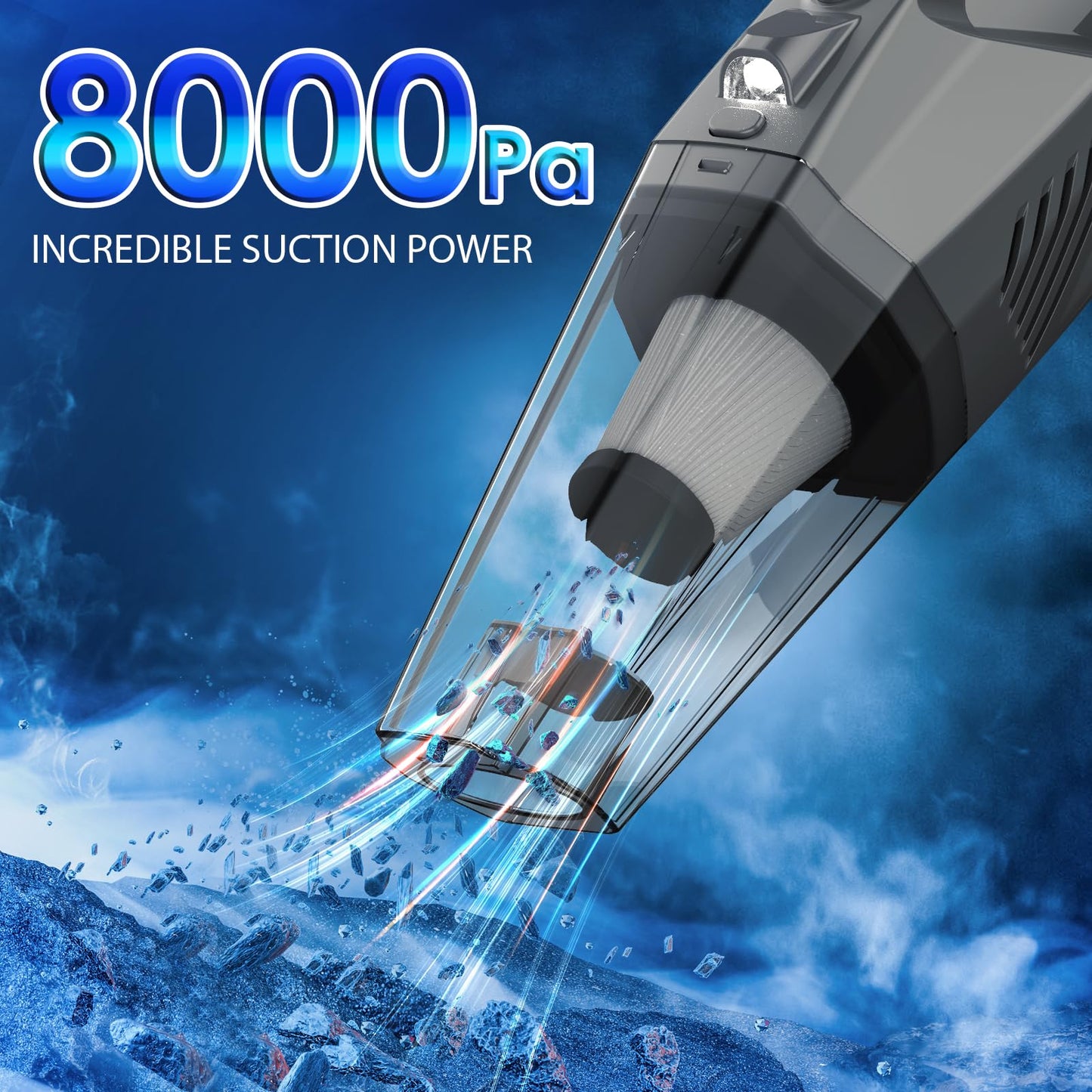 THINKWORK Car Cleaning Kit, Car Vacuum Kit, Car Detailing Kit Interior Cleaner - High Power Vacuum with 10Pcs Brush and Storage Bag, Gray Car Interior Cleaning Kit for Men and Women