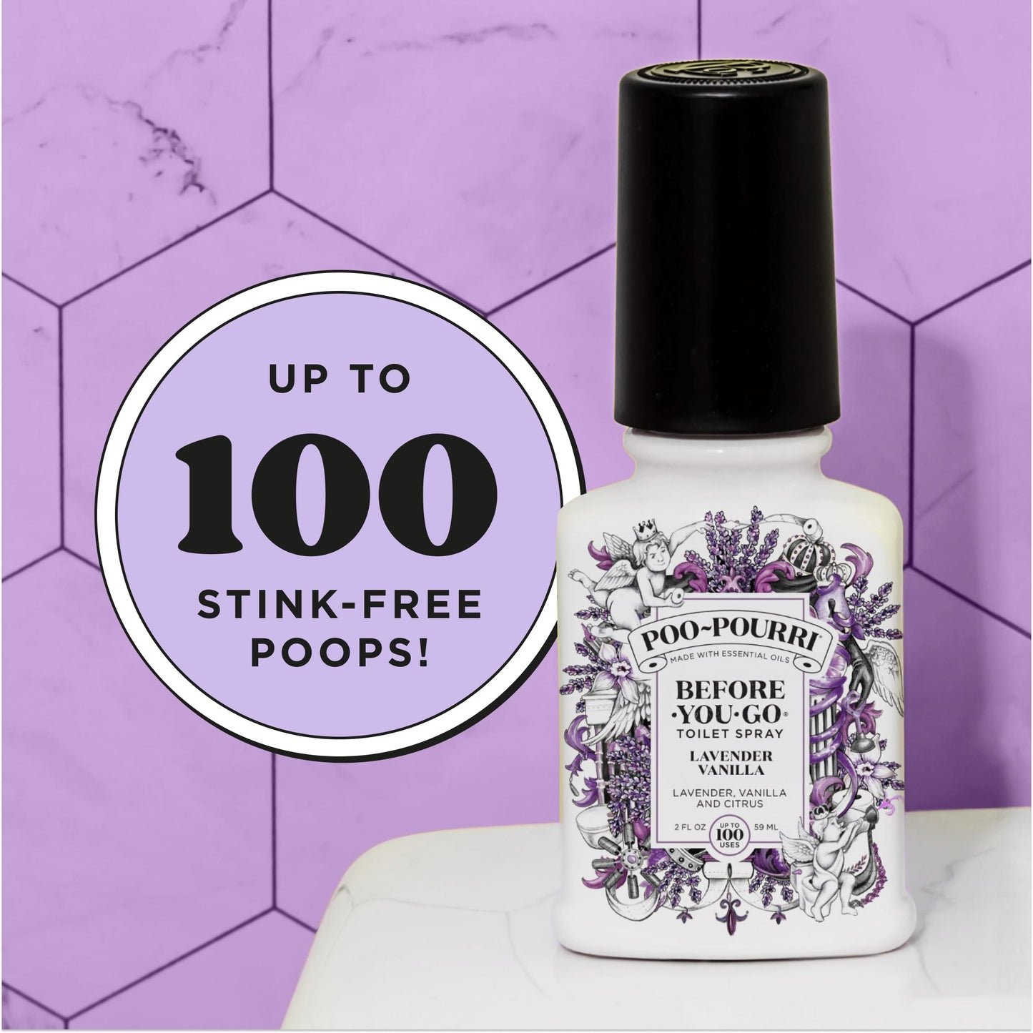 Poo-Pourri Before-You-Go Toilet Spray, Lavender Vanilla, 2 Fl Oz - Lavender, Vanilla and Citrus