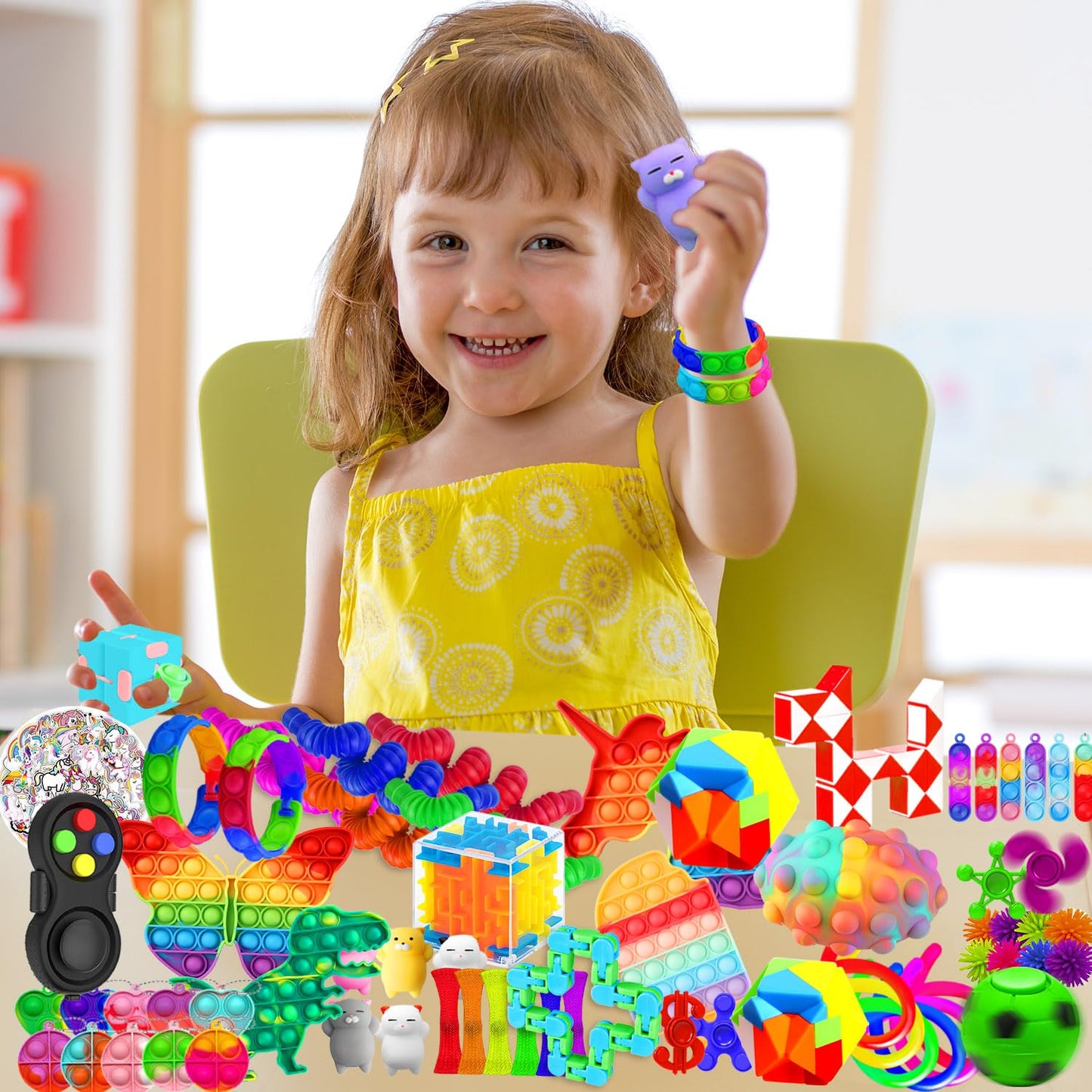 MOZACI Fidget Toys, 120 Pack Fidgets Set Stocking Stuffers for Kids Party Favors Autism Sensory Toy Bulk Adults Kids Boys Girls Teens Stress Autistic ADHD Anxiety Carnival Treasure Classroom Prizes
