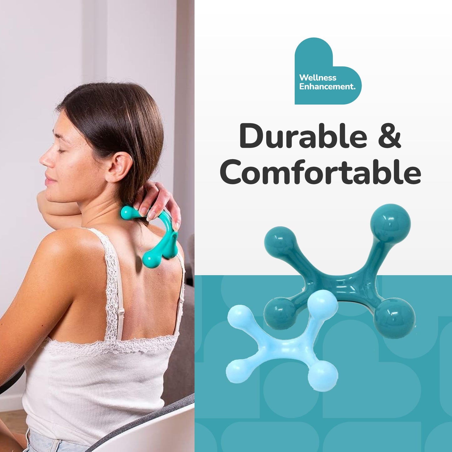 BioSwiss 2-Pack Full Body Massager, 4 Legged Pressure Point Hand Held Massage Tool for Back and Neck Massaging, One Large One Small