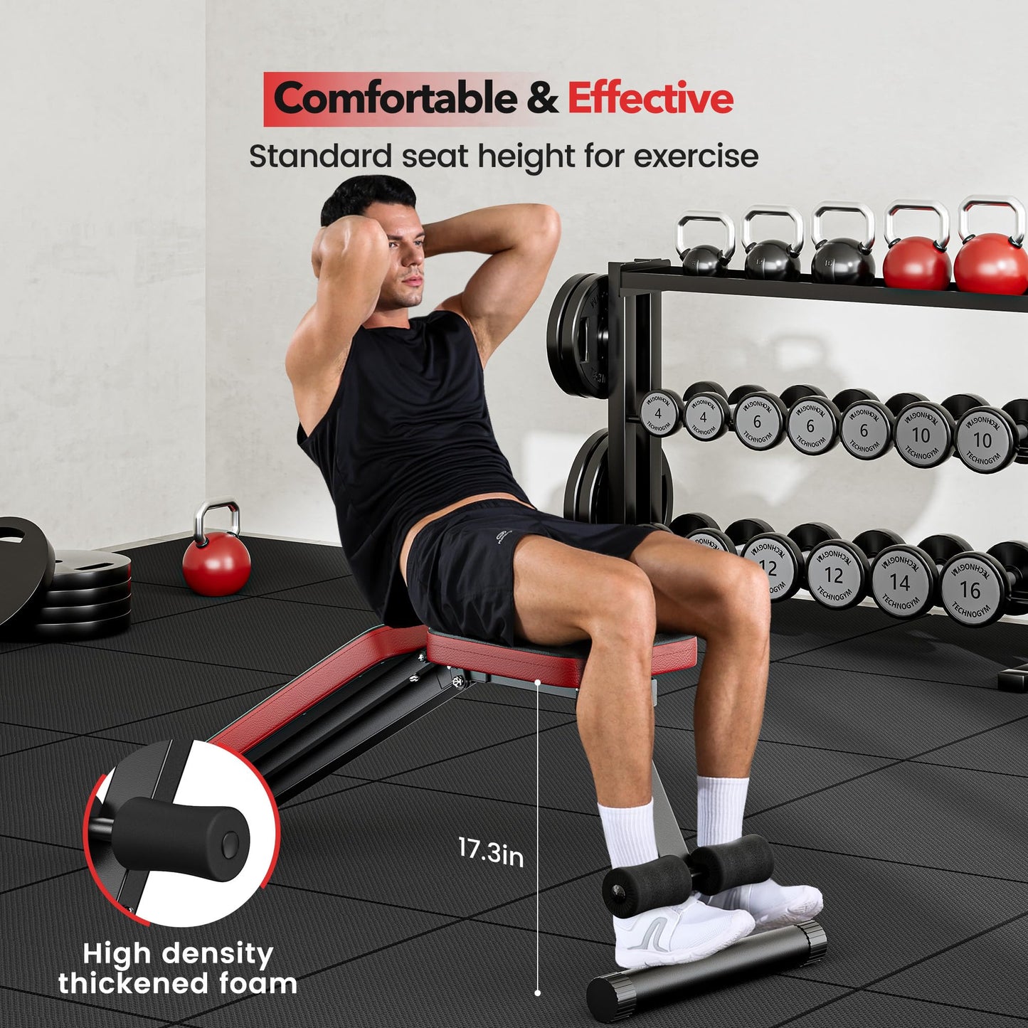 NICEPEOPLE Basic Weight Bench for Home Gym, Foldable Workout Bench with 8 Backrests, 660LBS Weight Capacity Adjustable Bench