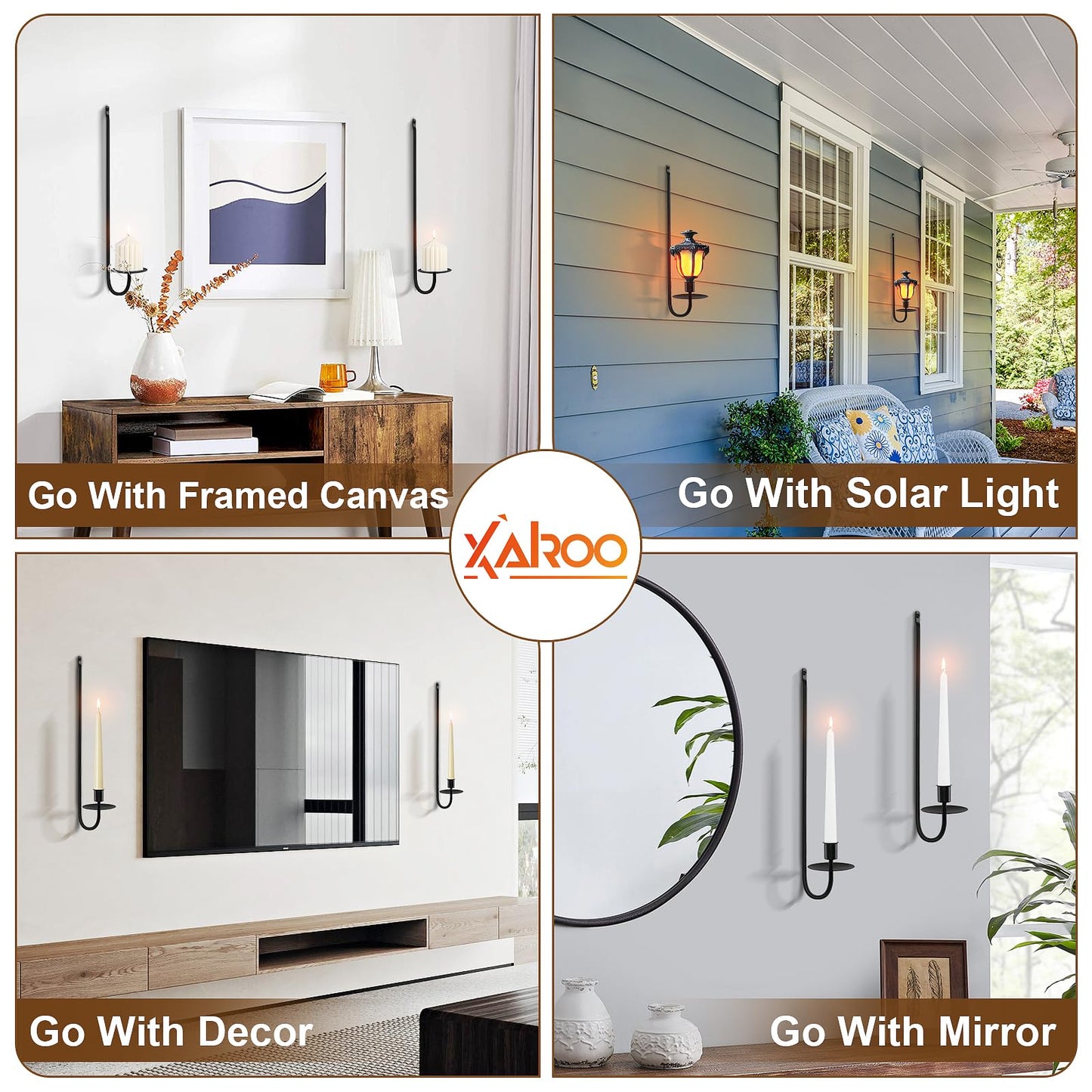 Candle Sconces Set of 2, XAROO Taper & Pillar Wall Candle Holder, Black Wall Sconces Set of Two, Decor for Entryway, Stair Corner, Living Room