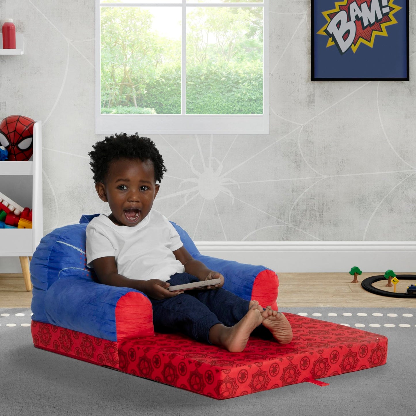 Delta Children - Spidey and His Amazing Friends Cozee Buddy Flip-Out Kids Chair, Red