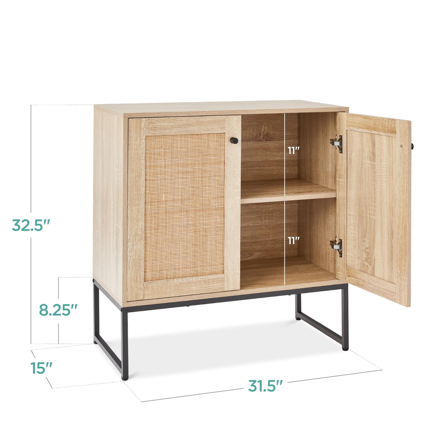 Best Choice Products 2-Door Rattan Storage Cabinet, Accent Furniture, Multifunctional Cupboard for Living Room, Hallway, Kitchen, Sideboard, Buffet Table w/Non-Scratch Foot Pads - Natural