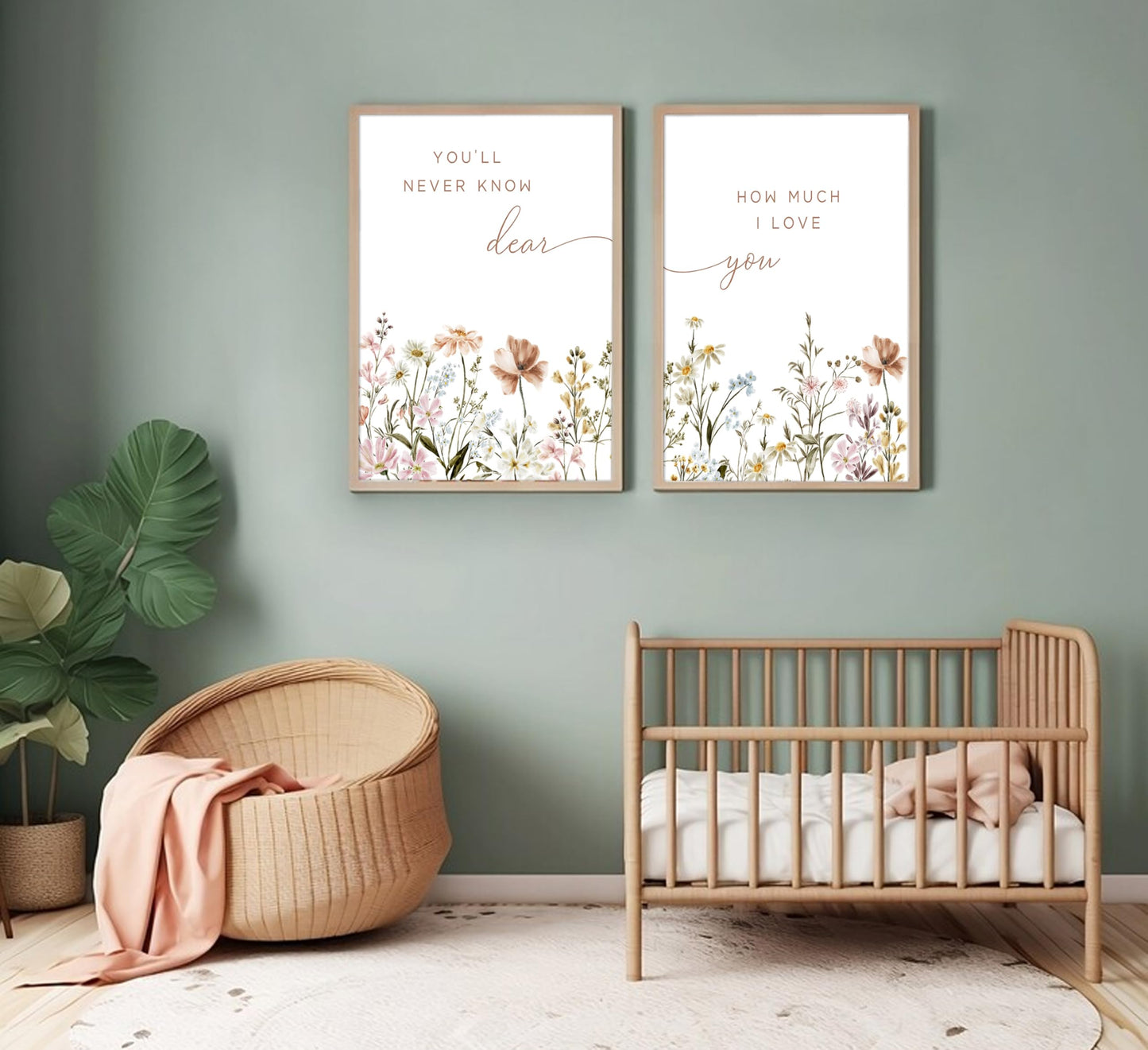 libitea 2 Pcs Wildflower Nursery Wall Art Flower Botanical Sentence Poster Painting Picture Wall Decor Boho Girl Nurseries PrintArtwork for Nursery Baby Room Living Room Bedroom Home Decoration