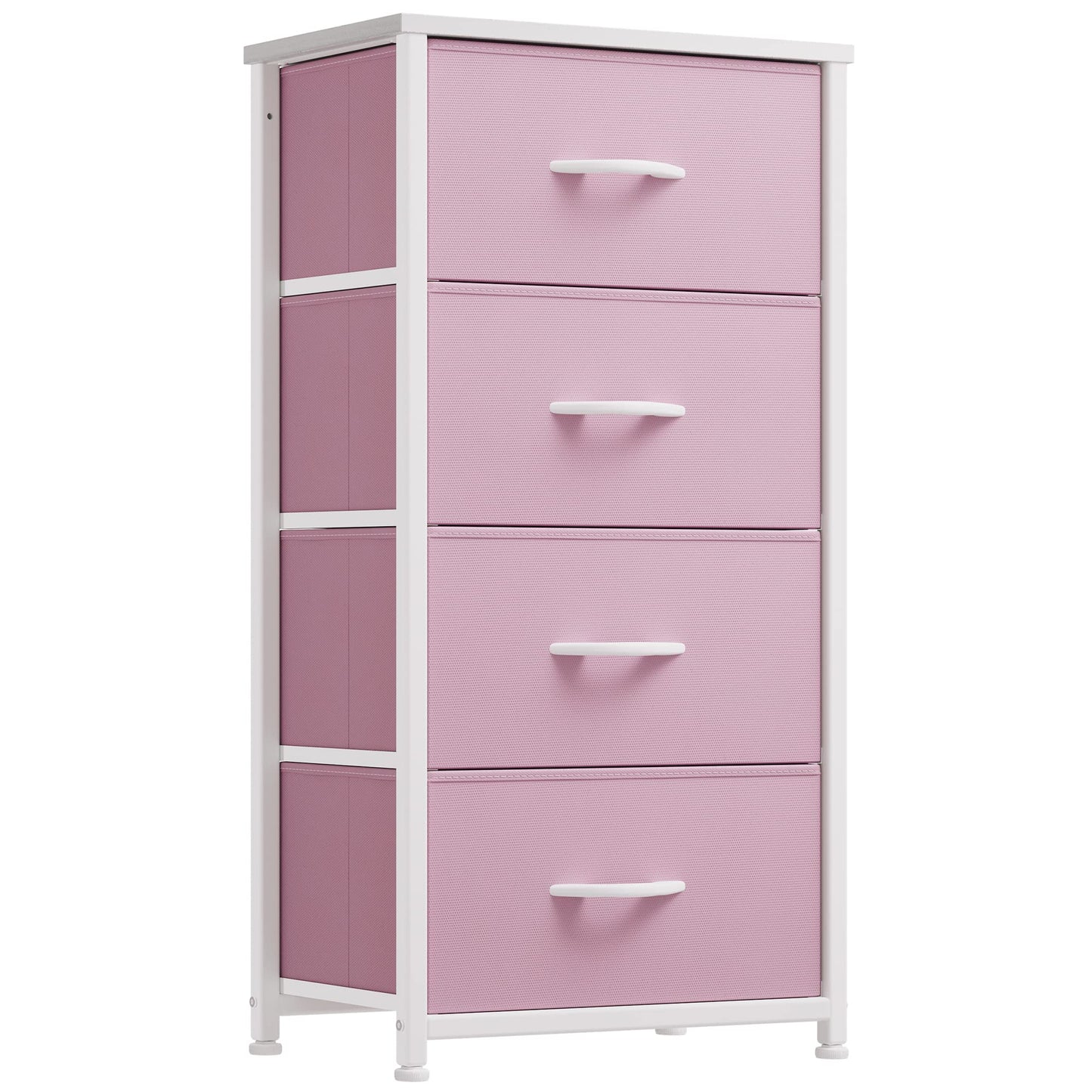 DWVO Storage Drawer with 4 Drawers - Fabric Dressers for Kids, Dresser for Bedroom, Living Room, Closets - Sturdy Steel Frame, Wooden Top & Easy Pull Fabric Bins