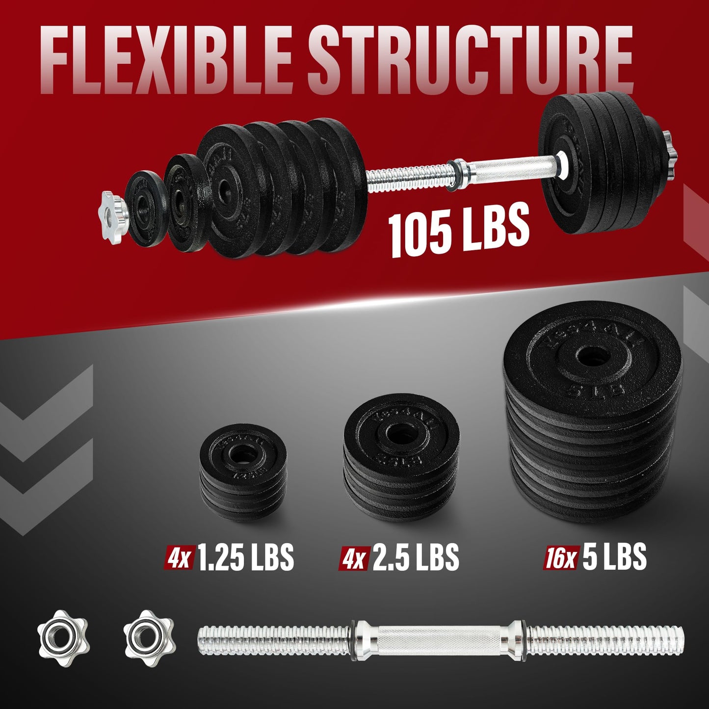 Yes4All Dumbbell Adjustable - 105lbs