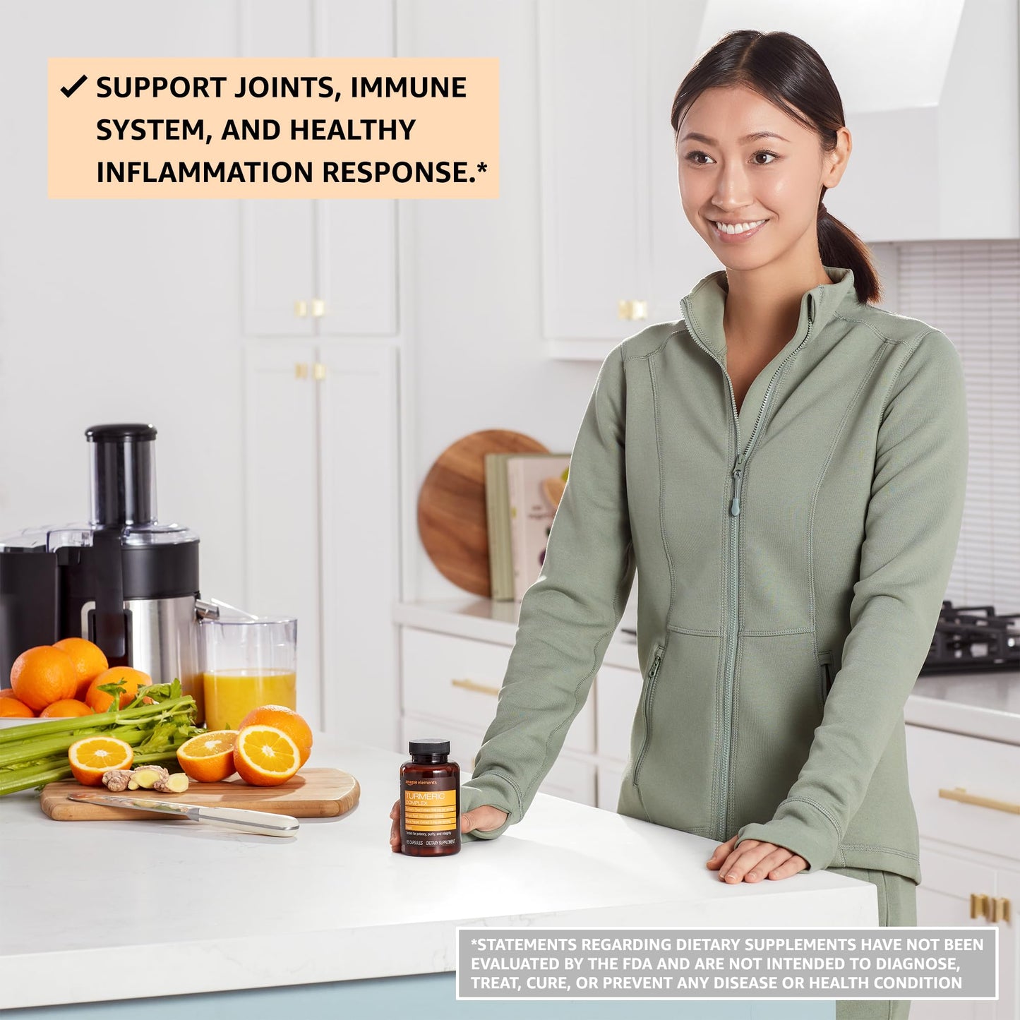 Amazon Elements Turmeric Complex, 316 mg Curcumin, 140 mg Ginger, 5 mg Black Pepper - Joint & Immune System, Healthy Inflammation Response - 65 Capsules (2 month supply)