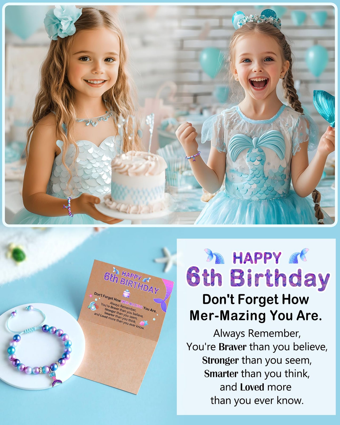 ORISPRE 6 Year Old Girl Birthday Gift, Mermaid Birthday Decorations Gifts for 6 Year Old Girl Best Presents, Mermaid Party Favors