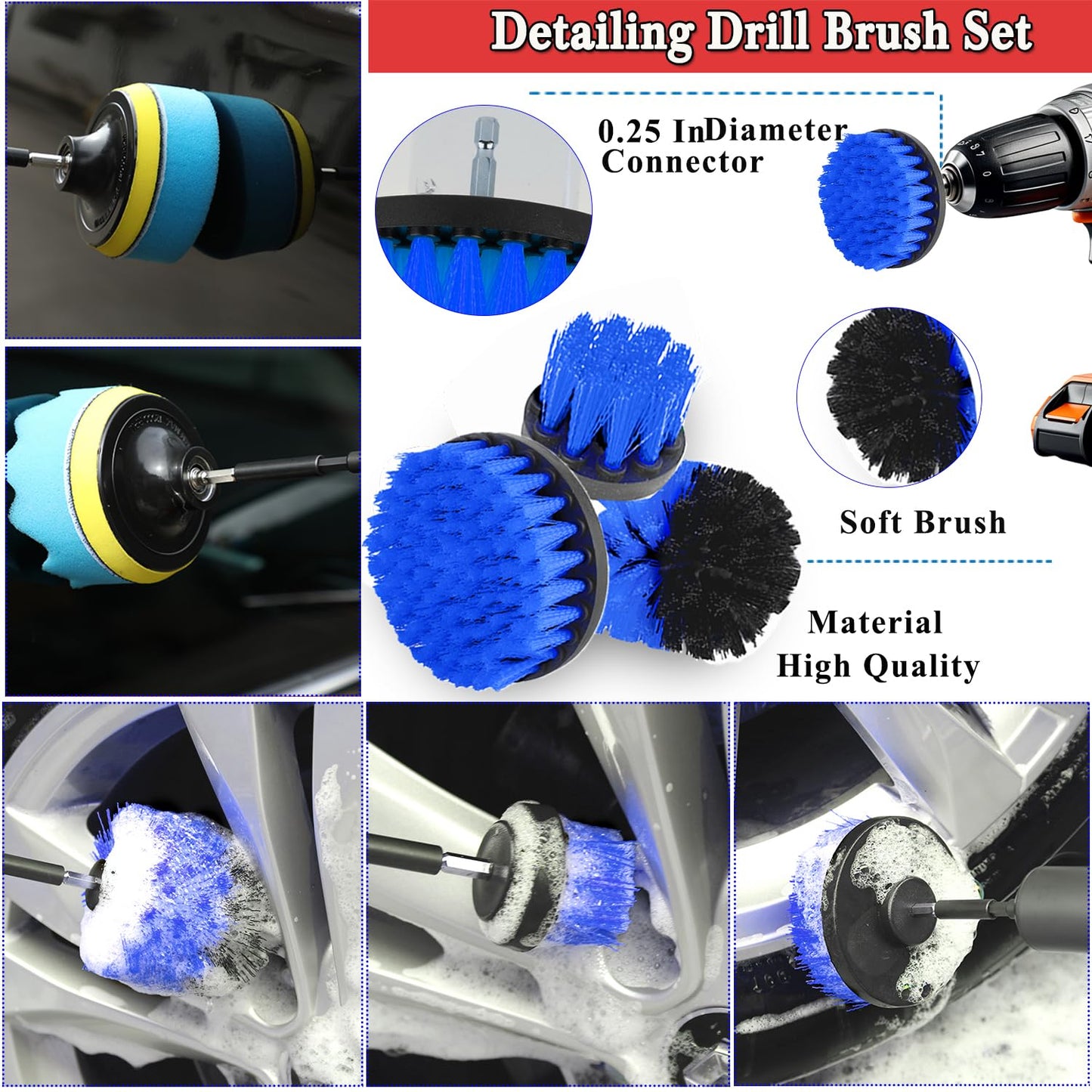 GASLIKE 63PCS Car Wash Cleaning Kit,Car Wash Brush with Long Handle,Car Detailing Kit with Foam Gun,Car Cleaning Supplies,Handheld Vacuum, Car Detailing Kit (63PCS)