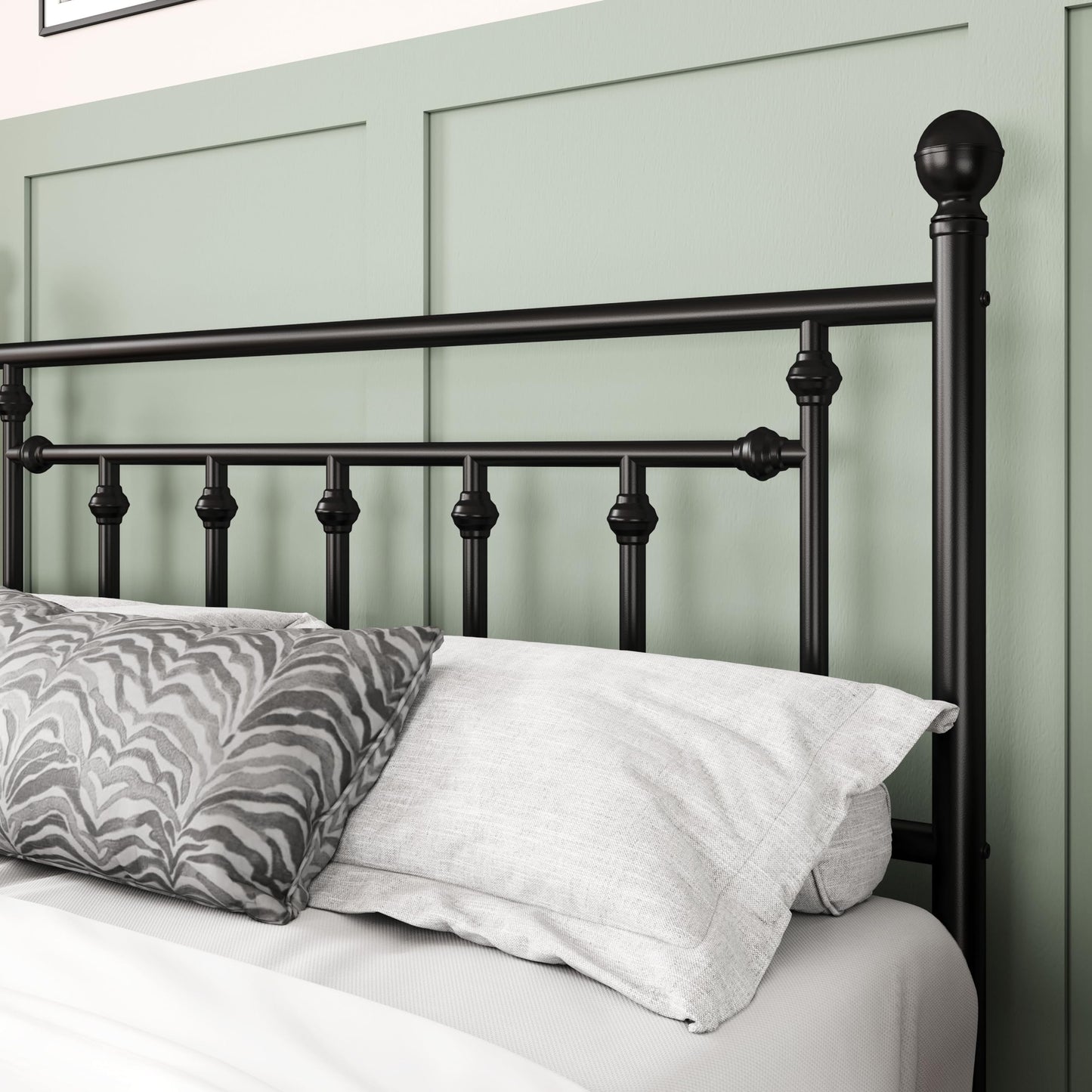 Allewie 14 Inch Queen Size Metal Platform Bed Frame with Victorian Vintage Headboard and Footboard/Under Bed Storage/No Box Spring Needed/Easy Assembly/Noise Free/Mattress Foundation/Black