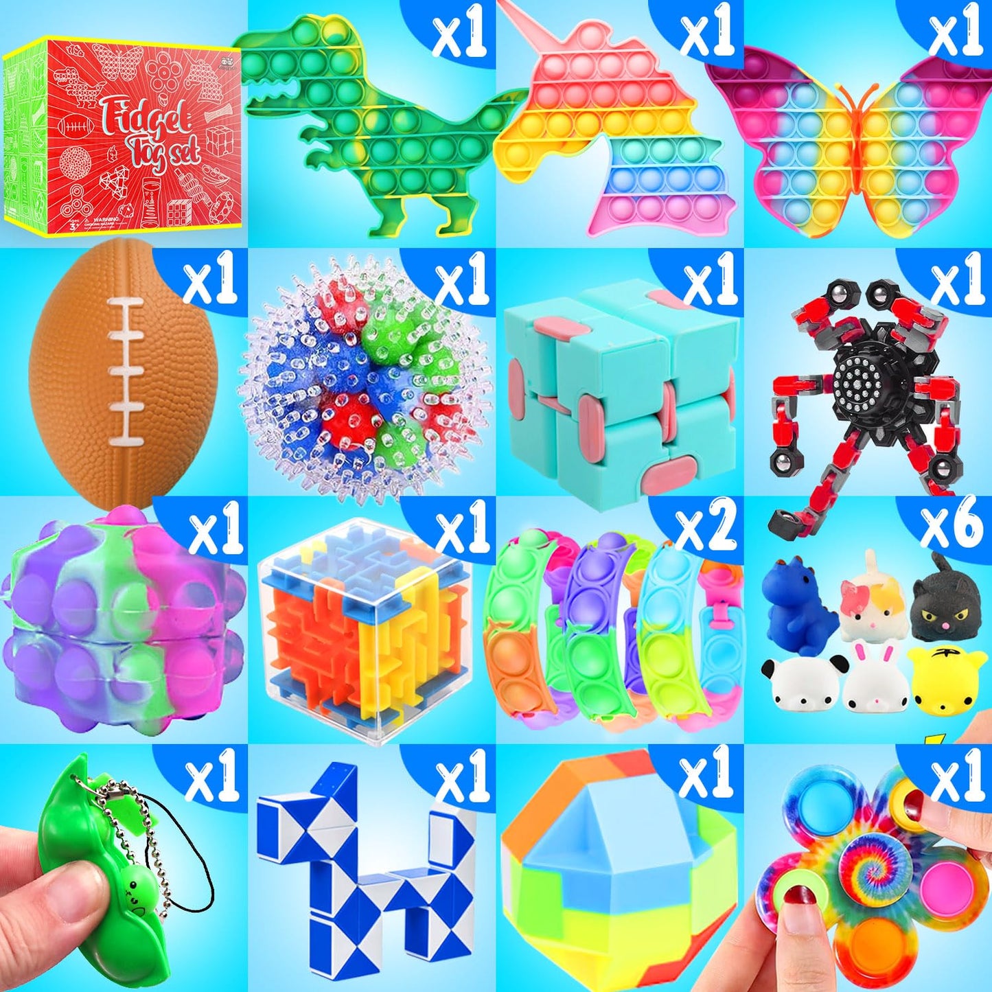 Fidget Toys Set, 160 Pack Sensory Toys Party Favors Kids Autism Autistic Children, Classroom Treasure Box Chest Prizes Pinata Stuffer Gifts Small Mini Bulk Toy Carnival ADHD