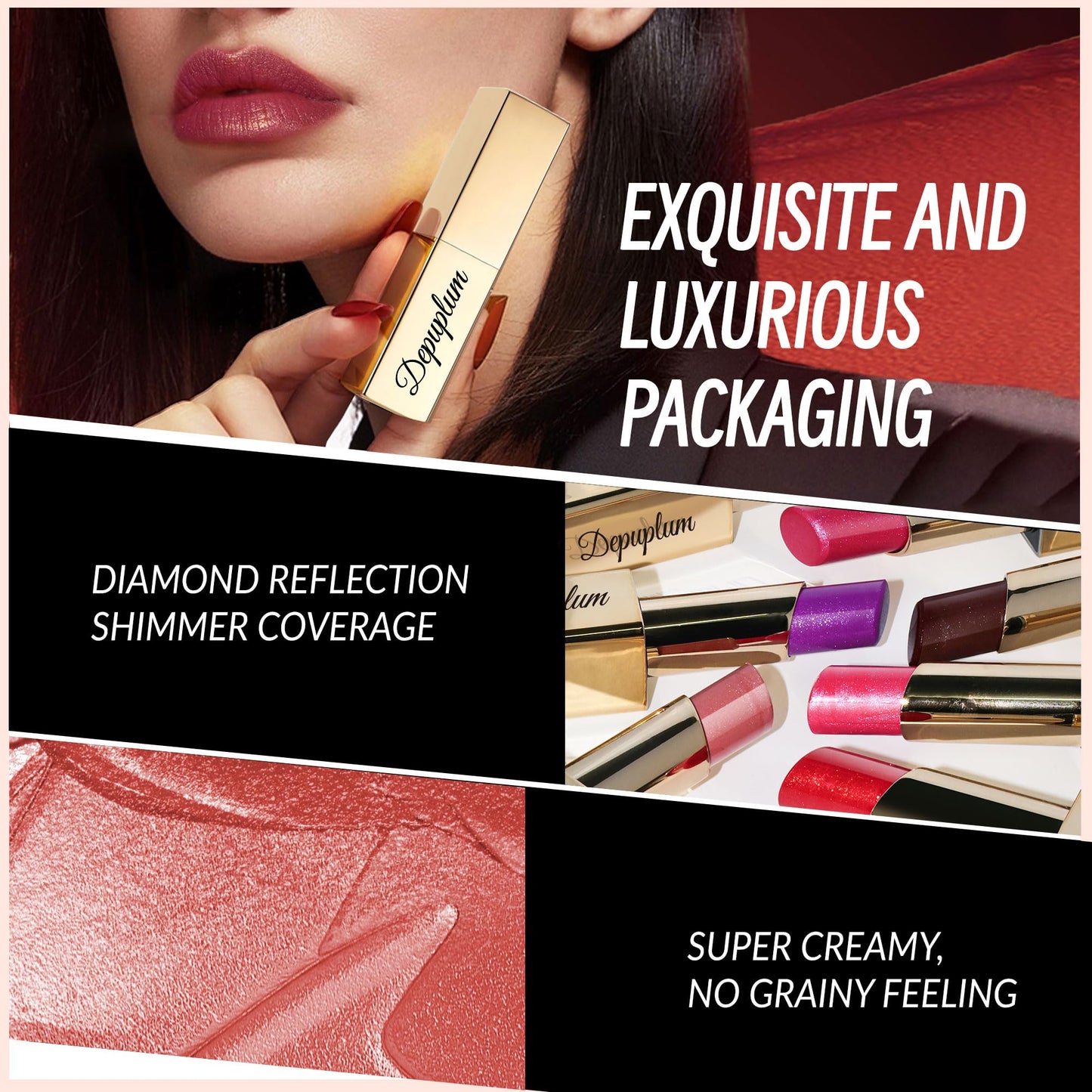 Depuplum Peach Pink Lipstick Moisturizing for Women Shimmer Tinted Lip Balm Hydrating Nourishing Lip Gloss Vegan& Cruelty Free Lip Makeup, ZG107 Candy