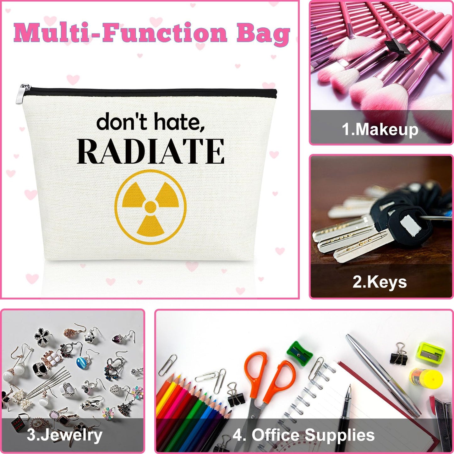 Mxrymvu Radiology Tech Gifts Makeup Bag College Graduation Gifts for Women Teacher Cosmetic Bag X Ray Tech Funny Gifts Zipper Pouch Radiology Student Gifts Radiology Technician Gifts Travel Bag