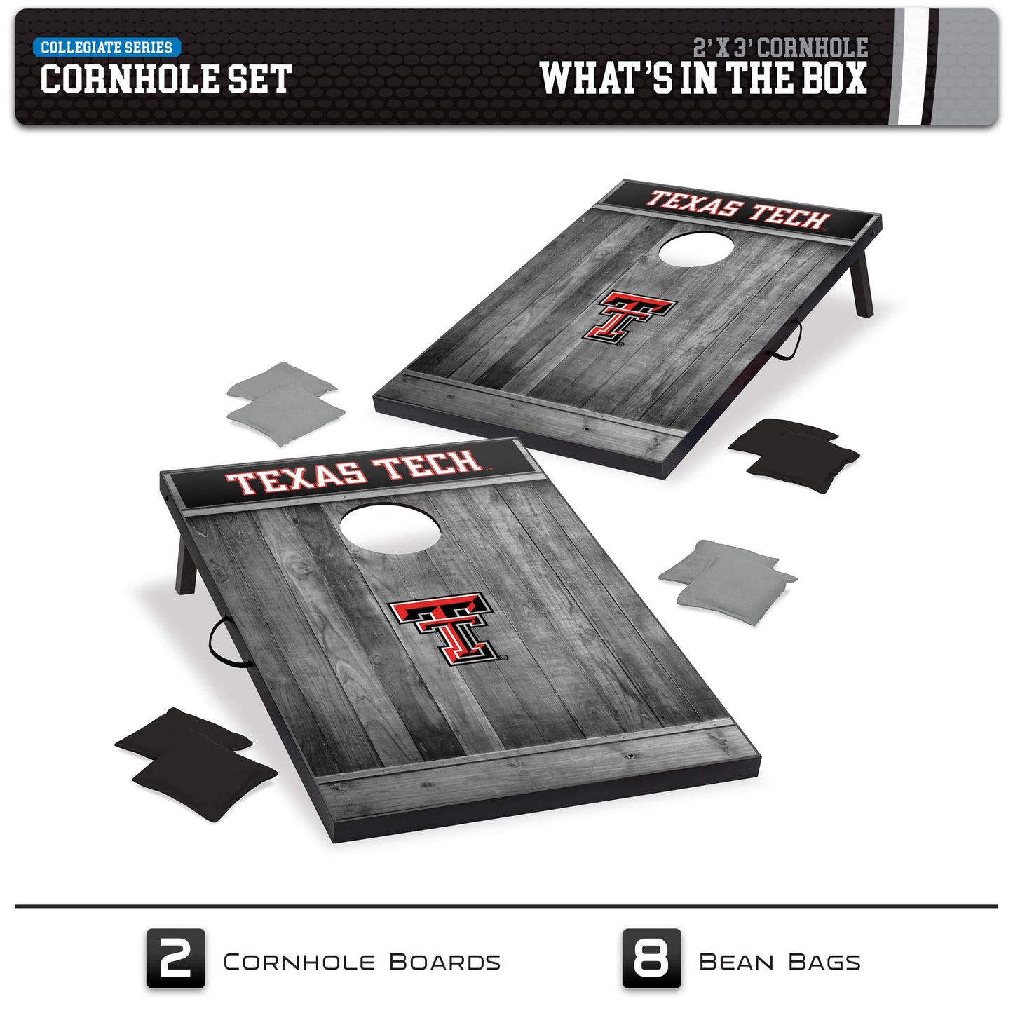 Wild Sports 2'x3' MDF Wood NCAA College Texas Tech Red Raiders Cornhole Set