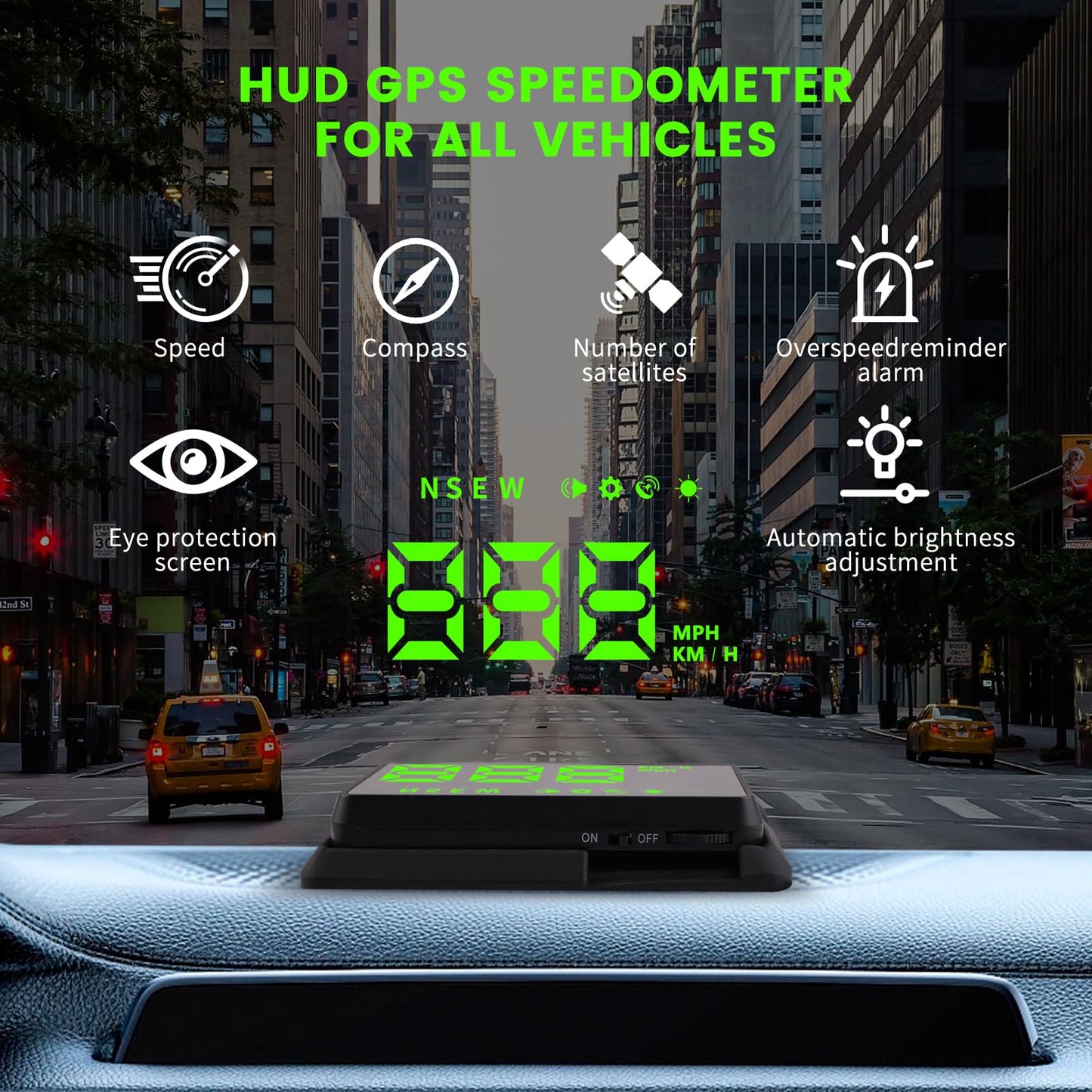Heads up Display for Cars,HUD,Head up Display for Car,Car Speedometer Display,Automatic Brightness Adjustment,Speeding Alert,USB Cable Plug & Play