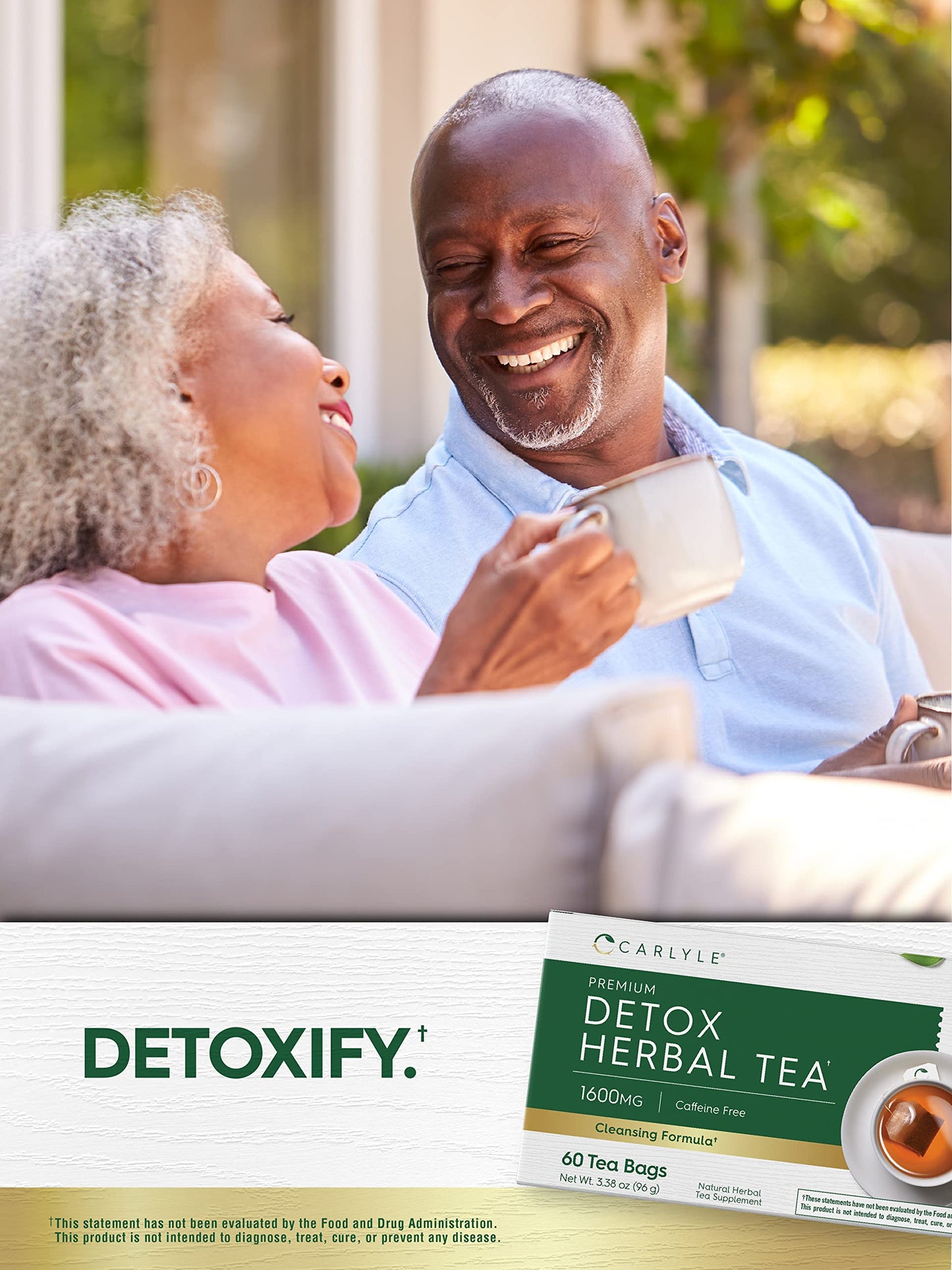 Carlyle Herbal Detox Tea | 60 Tea Bags | Caffeine Free | with Dandelion Root, Ginger Root, and Burdock Root | Vegetarian | Non-GMO & Gluten Free Herbal Blend