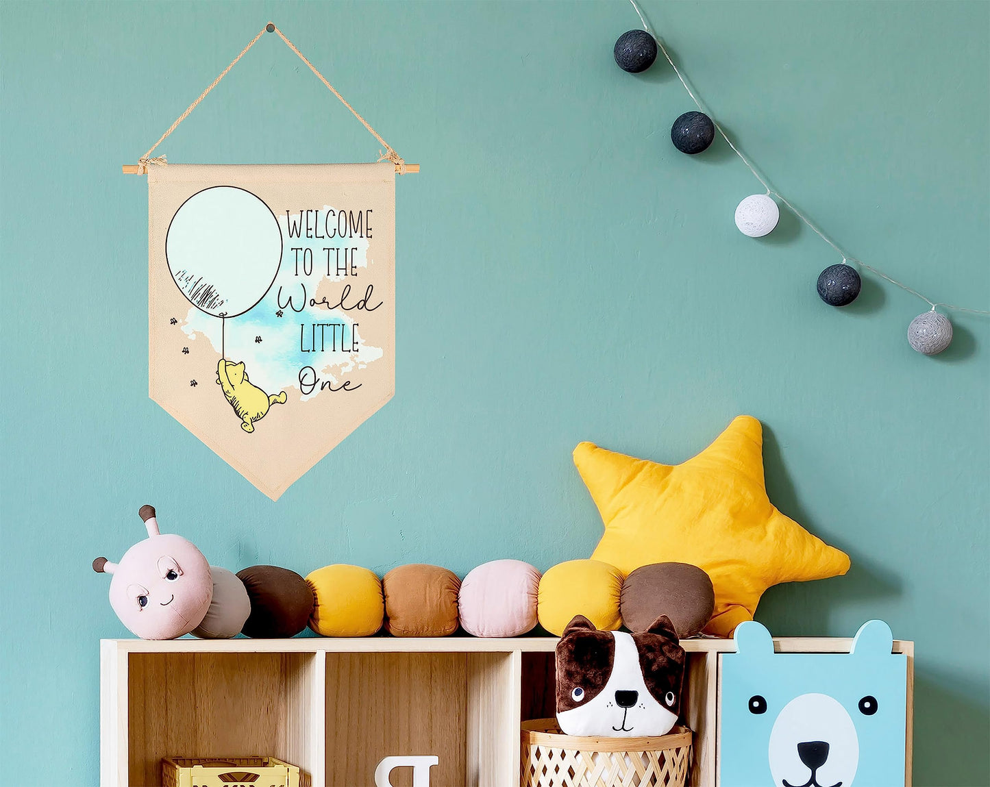 Welcome To The World Little One-Baby Announcement Decor-Congratulations New Baby Gift-Baby Gift Shower-Flag Decor Gift For Baby Boys Girls Newborn-Banner Wall Sign Gifts For Nursery Baby Room