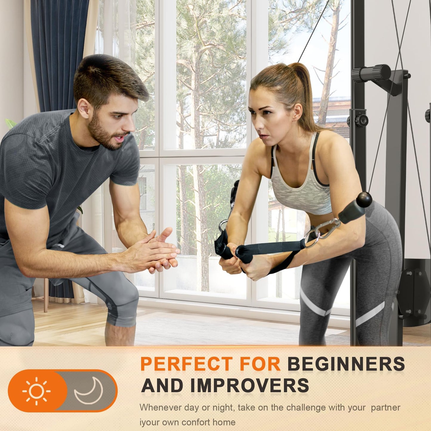 Decorcn Compact Home Gym, Foldable Rowing Machines for Home Gym, Full Body Strength Training with Pull Up Station, Power Rack, LAT Pulldown Machine, Cable Machine for Home Workout