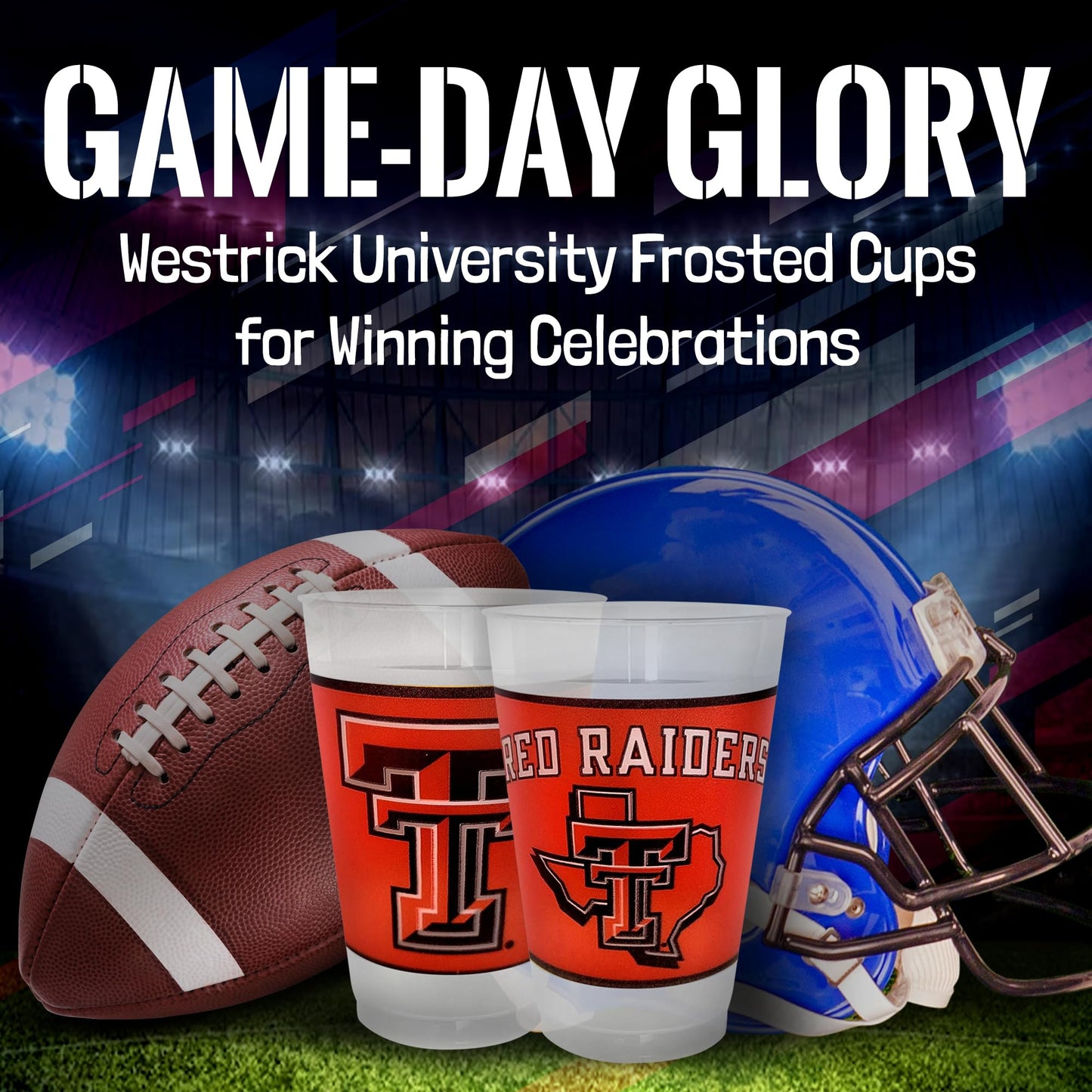 Westrick University Plastic Cups, Fun Party Supplies, Ideal Tailgate and Football Party Decorations, College Football Party Pack - 14 oz. Frosted Cups - 25 per Set, Virginia Tech Hokies