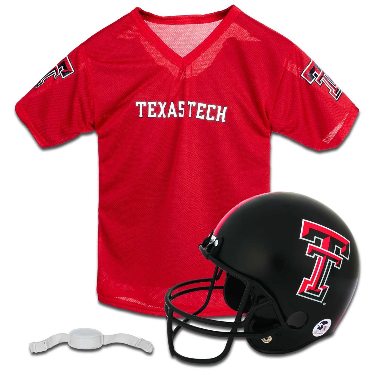 Franklin Sports Texas Tech Red Raiders Kids College Football Uniform Set - NCAA Youth Football Helmet + Jersey Costume Set - Helmet, Jersey + Chin Strap Included - Youth Medium