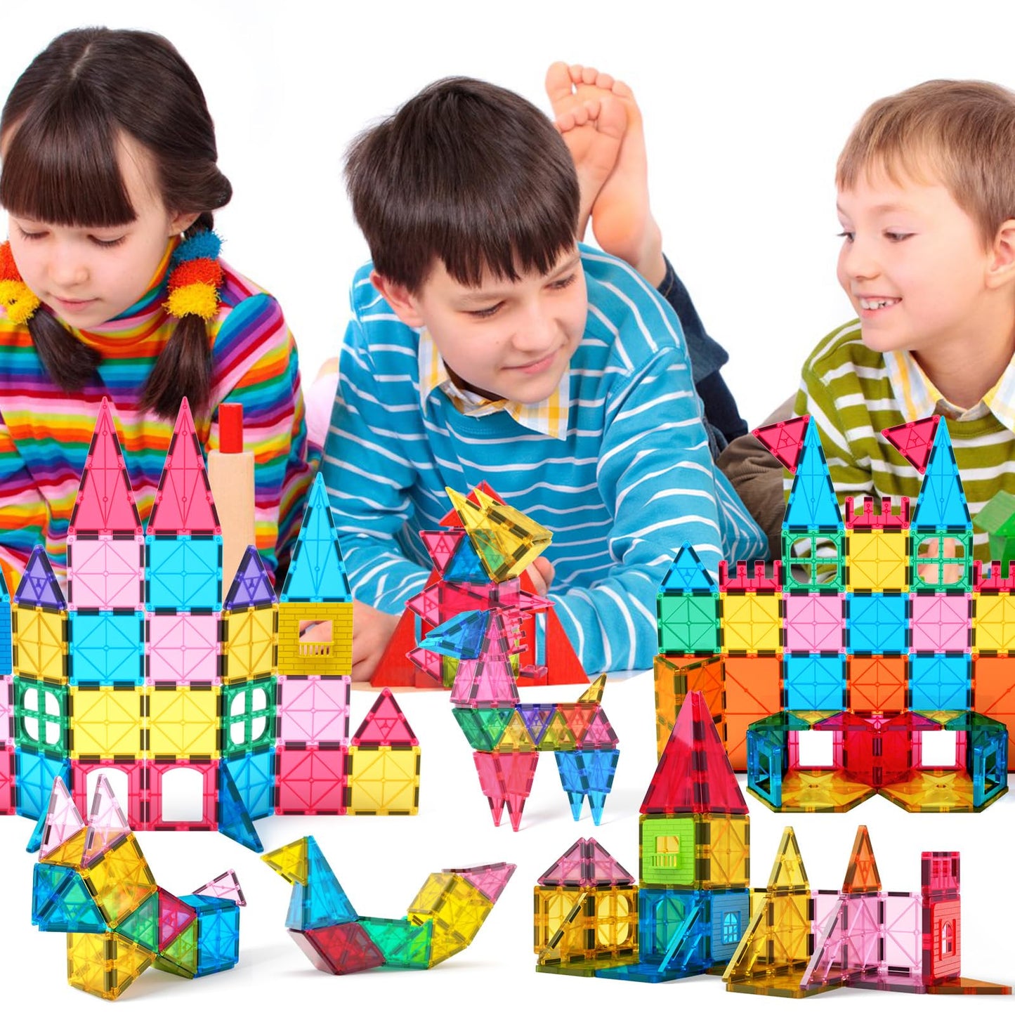 Jasonwell Magnetic Tiles Kids Magnetic Blocks Building Sets 3D Magnet Tile Building Blocks Toy Construction Educational STEM Toys Gifts for Toddlers Boys Girls 3 4 5 6 7 8 9 10 + Year Old