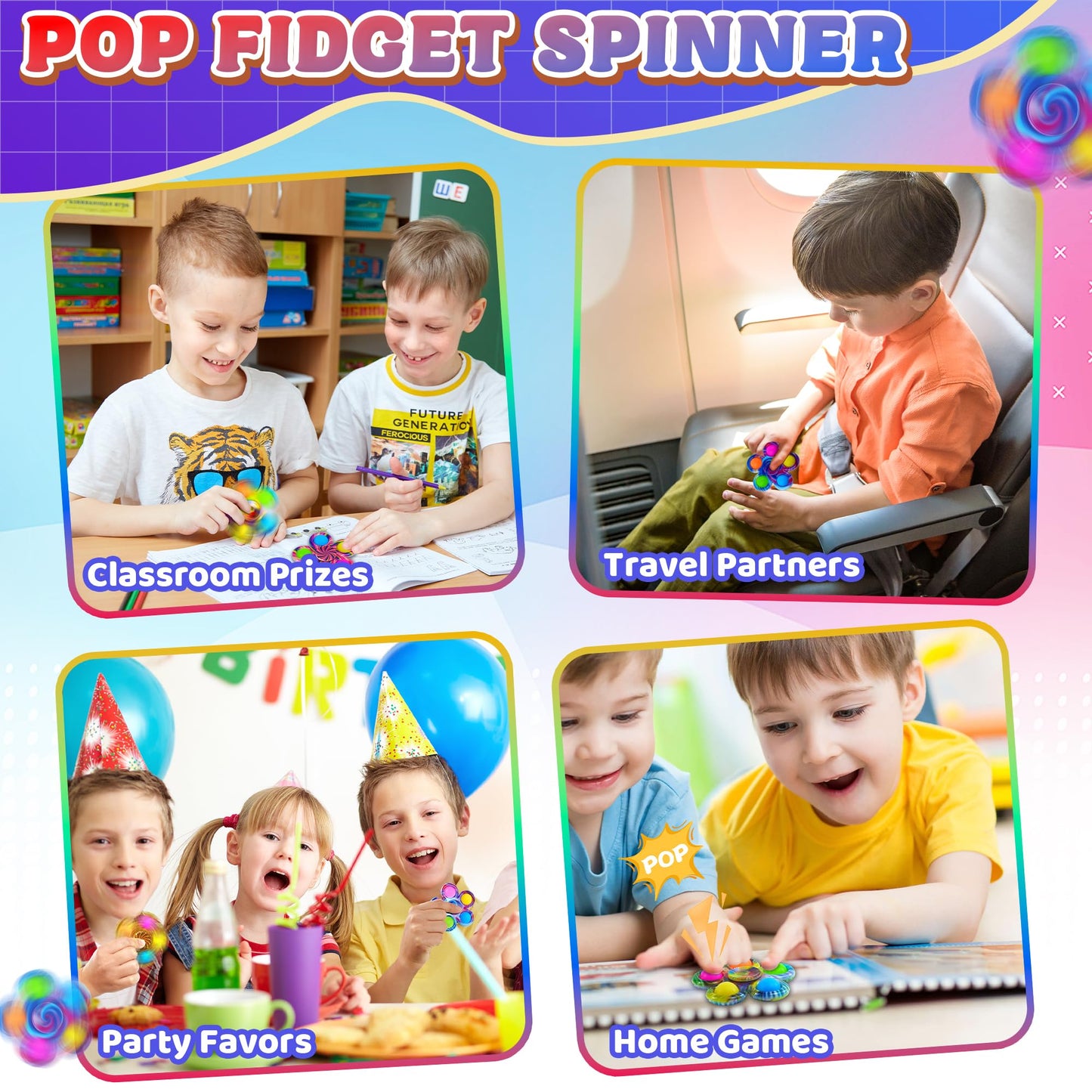 Fidget Spinners for Kids Bulk, 9 PCS Easter Basket Stuffers Party Favors Pop Fidget Toys Prize Box Small Toys Easter Fillers Autism Anxiety Stress Relief Products for Boys Girls Teens Adults Gifts