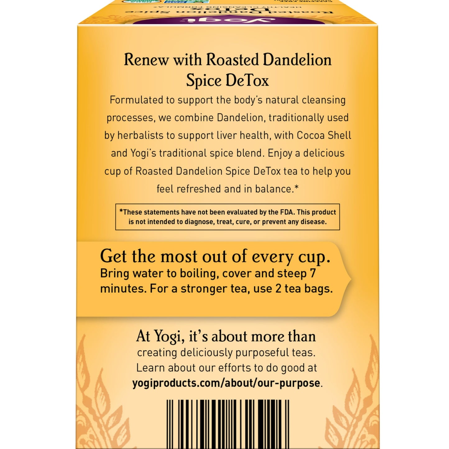 Yogi Tea Roasted Dandelion Spice DeTox Tea - 16 Tea Bags per Pack (4 Packs) - Organic DeTox Tea - Includes Roasted Dandelion Root, Dandelion Root, Cinnamon Bark, Cocoa Shell & More