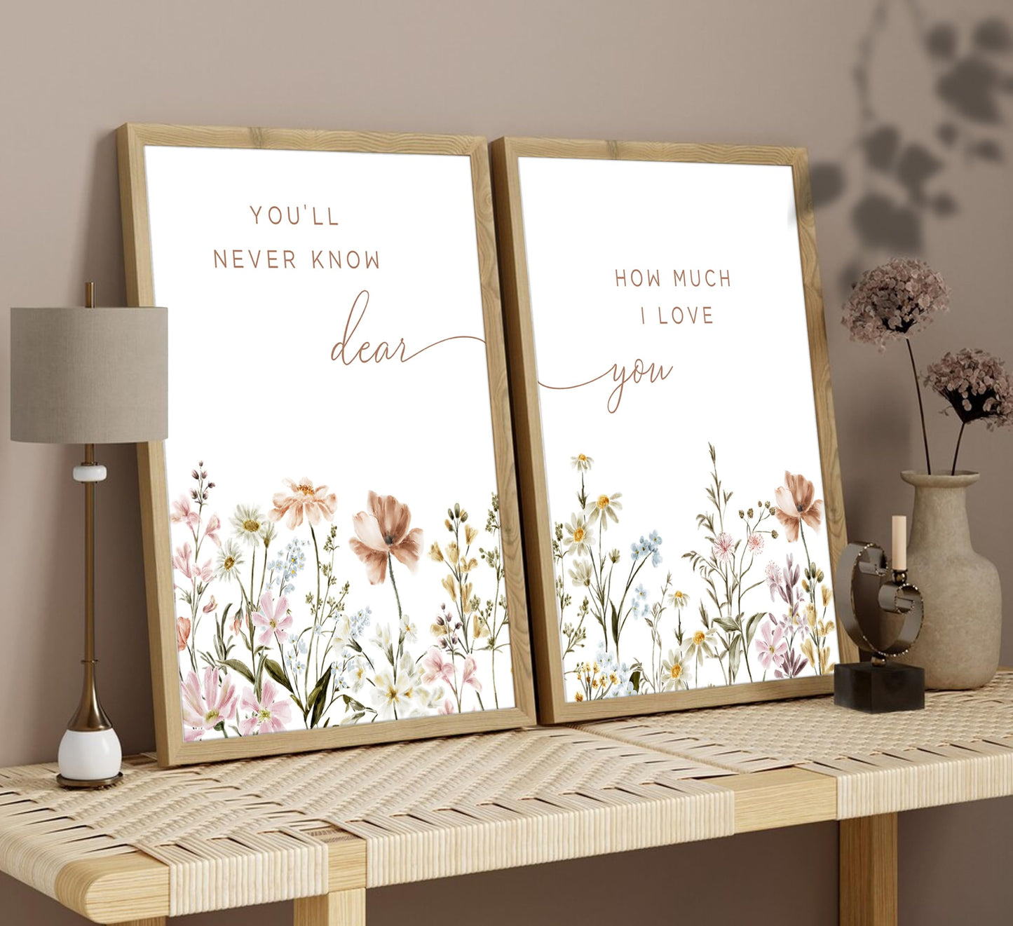 libitea 2 Pcs Wildflower Nursery Wall Art Flower Botanical Sentence Poster Painting Picture Wall Decor Boho Girl Nurseries PrintArtwork for Nursery Baby Room Living Room Bedroom Home Decoration