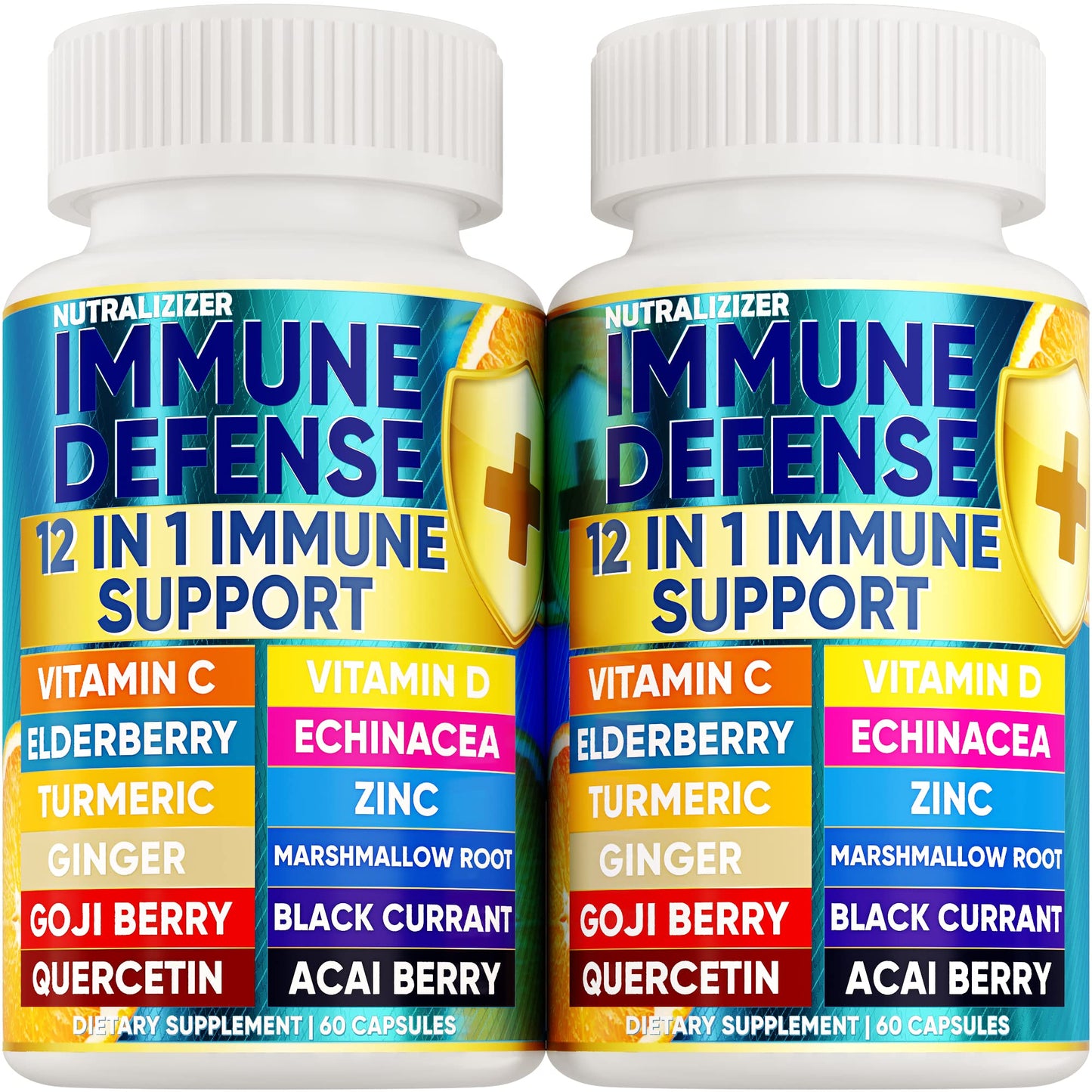 12 in 1 Premium Immune Defense Vitamins - Immune Supplement w/Vitamin D3 5000 IU Vitamin С 1000mg Zinс 50mg - Luxe Choice for Premium Immune Support - with Echinacea Elderberry and Ginger - 120 Caps