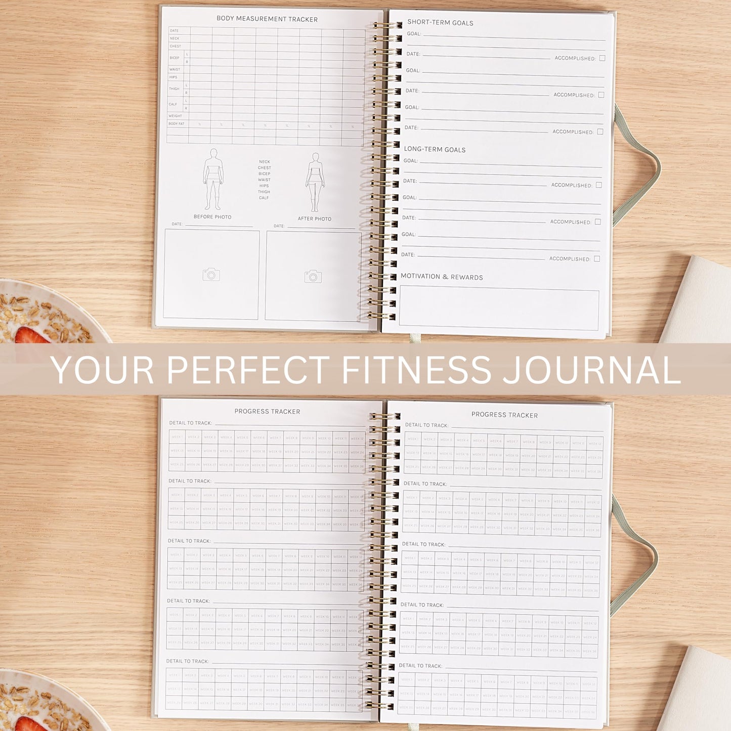ZICOTO Fitness Journal for Tracking and Crushing Your Gym Goals - Detailed Workout Planner & Log Book for Women - Great Gym Accessories With Calendar, Nutrition & Progress Tracker
