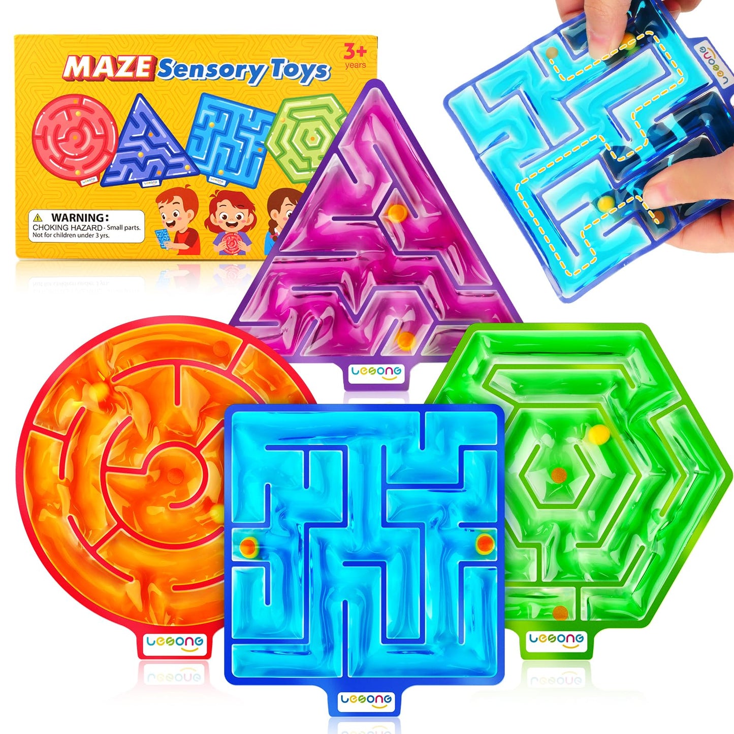 Squishy Toys Sensory Fidget Toys for Kids: 4 Pack Maze Sensory Toys for Autism - Sensory Fidget Toys with Filled Goo for Calming Down Classroom