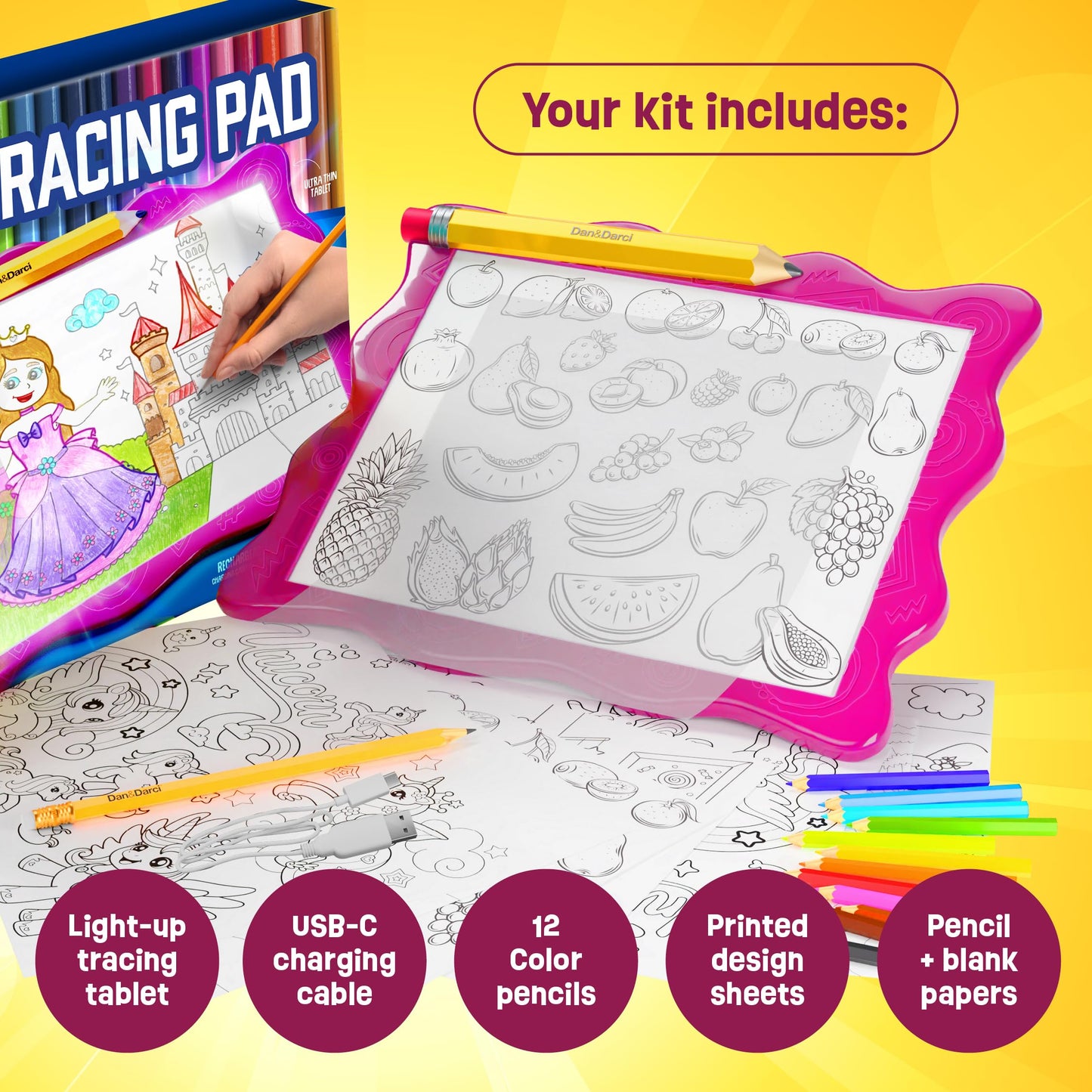 Light Up Tracing Pad for Kids - Easter Arts & Crafts Writing Drawing Tracer Board, Craft Kit for Girls & Boys Ages 6-12 - Birthday Toys Gifts Ideas for Girl or Boy 6+ Year Old Gift Toy - 6 7 8 9 10