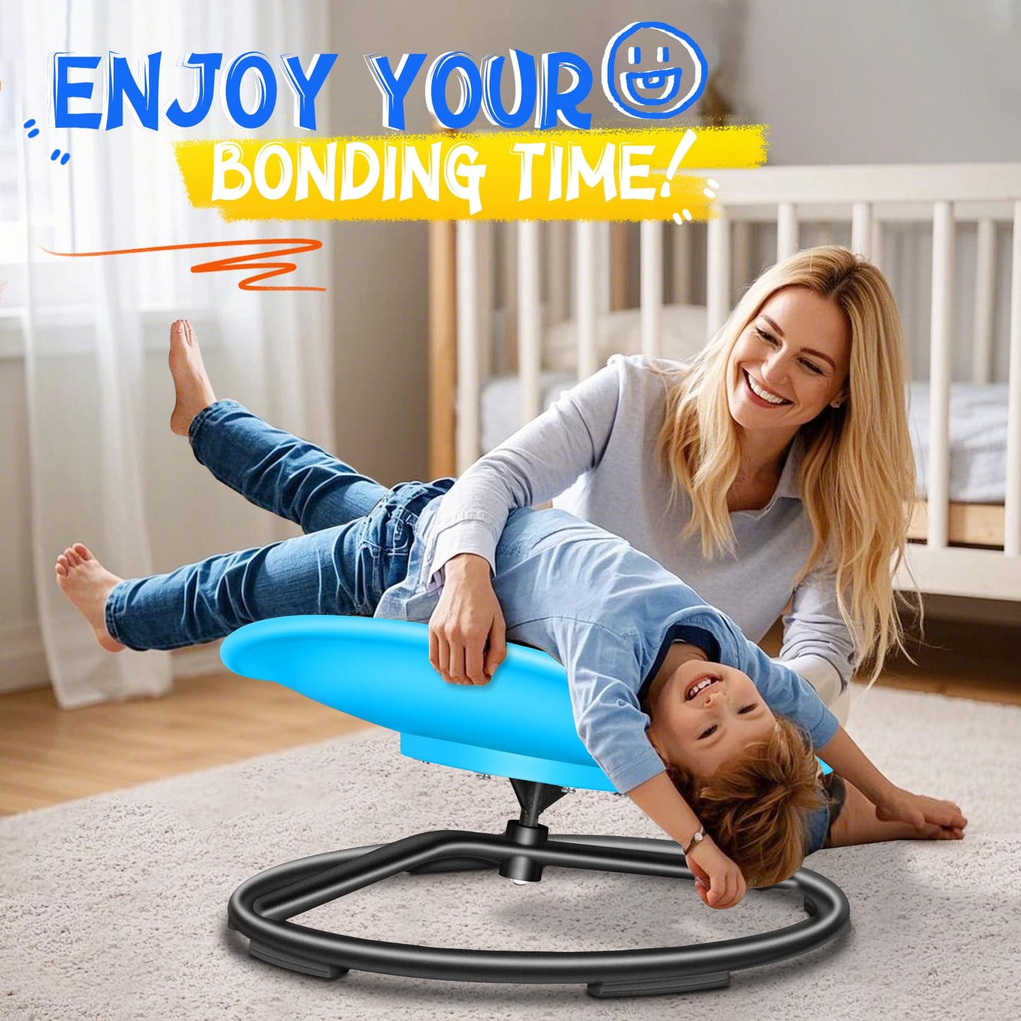 FERUERW Kids Sensory Swivel Chair, Autism Spinning Chair for Kids Sensory, Sensory Toy Chair, Training Body Coordination, No Assembly Required (Blue)