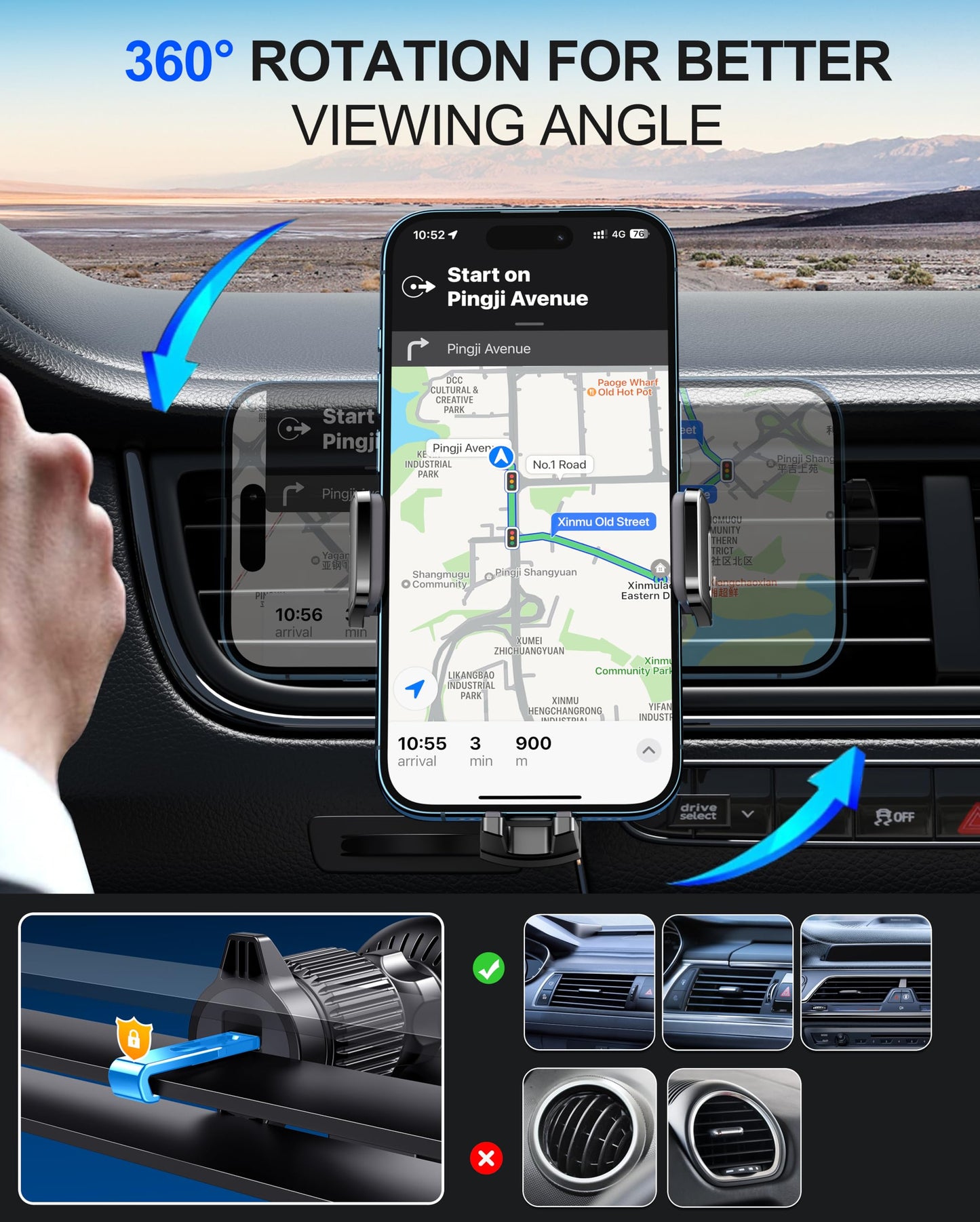 Wireless Car Charger, 15W Fast Charging Auto Clamping Car Phone Holder Wireless Charger Air Vent Car Phone Mount fit for iPhone 15 14 13 12 Mini Pro Max 11 XR XS X, Samsung Galaxy S23 S22 S21+