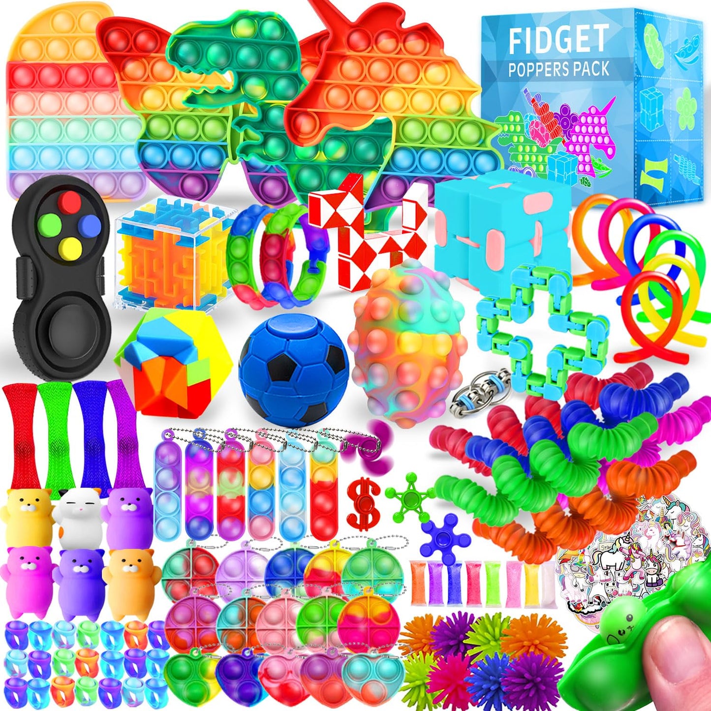 MOZACI Fidget Toys, 120 Pack Fidgets Set Stocking Stuffers for Kids Party Favors Autism Sensory Toy Bulk Adults Kids Boys Girls Teens Stress Autistic ADHD Anxiety Carnival Treasure Classroom Prizes