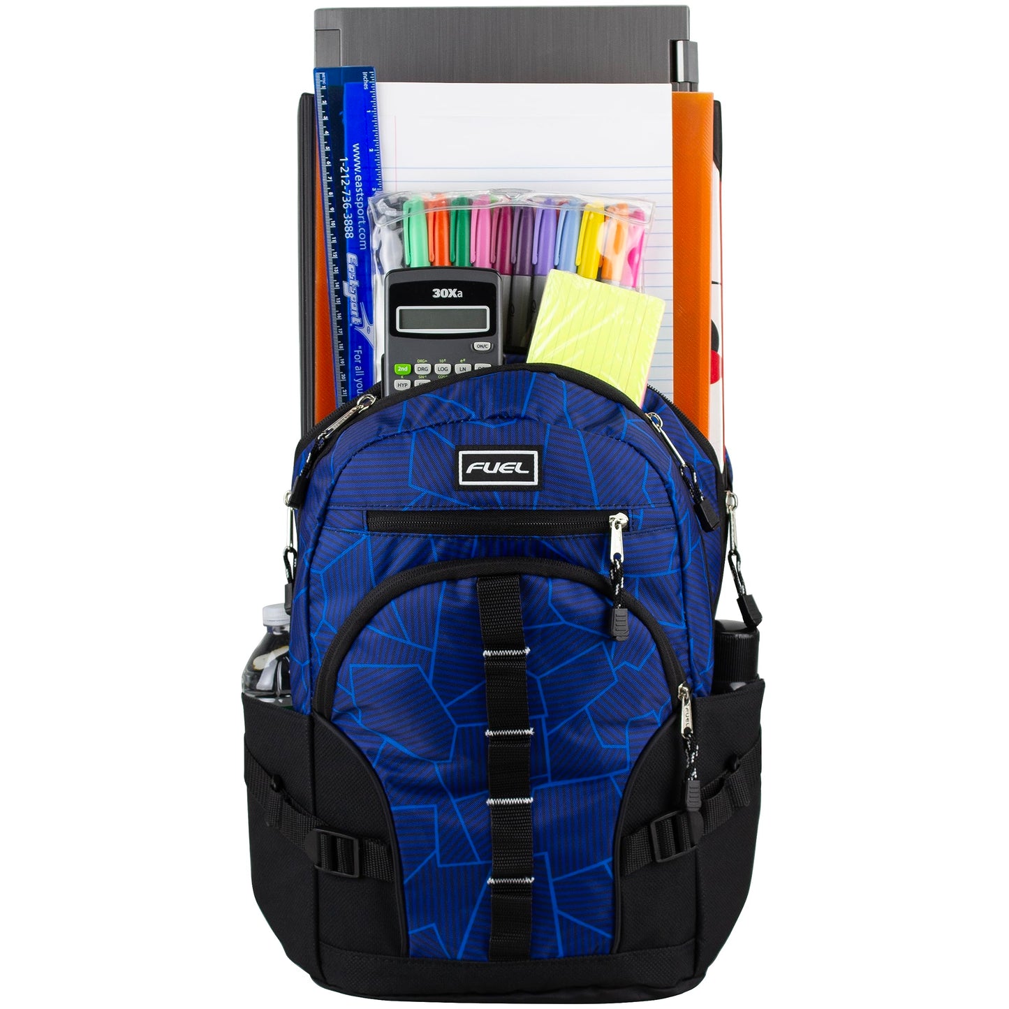 FUEL Hiking Laptop Backpack, College Bookbag, Travel Daypack with 5 Compartments, Dynamo Tech Pocket, 18.5 Inches, Geometric Cracks