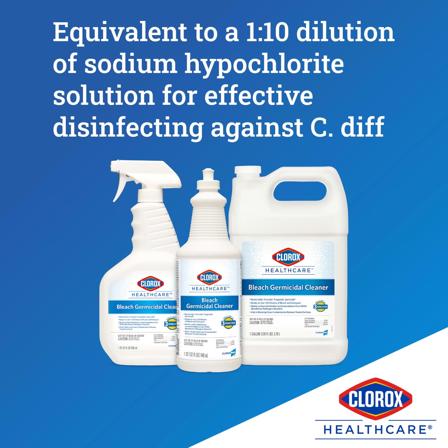 Clorox Healthcare Bleach Germicidal Cleaner Spray, 32 Fluid Ounces (Package May Vary)