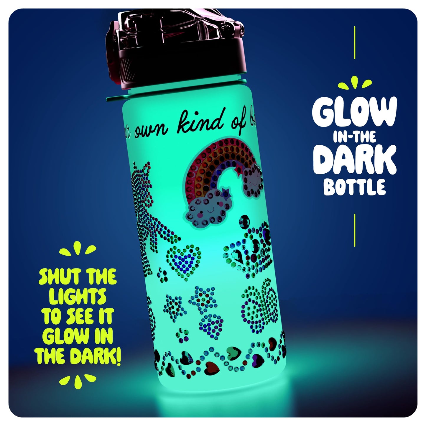 Decorate Your Own Glow-in-the-dark Water Bottle Kit for Girls - Easter Gifts for Girl Ages 4-6 5-7 6-8 - 4 5 6 7 8 Year Old Birthday Gift Ideas - Arts and Crafts for Kids Age 6-8 - Unicorn Easter Toys
