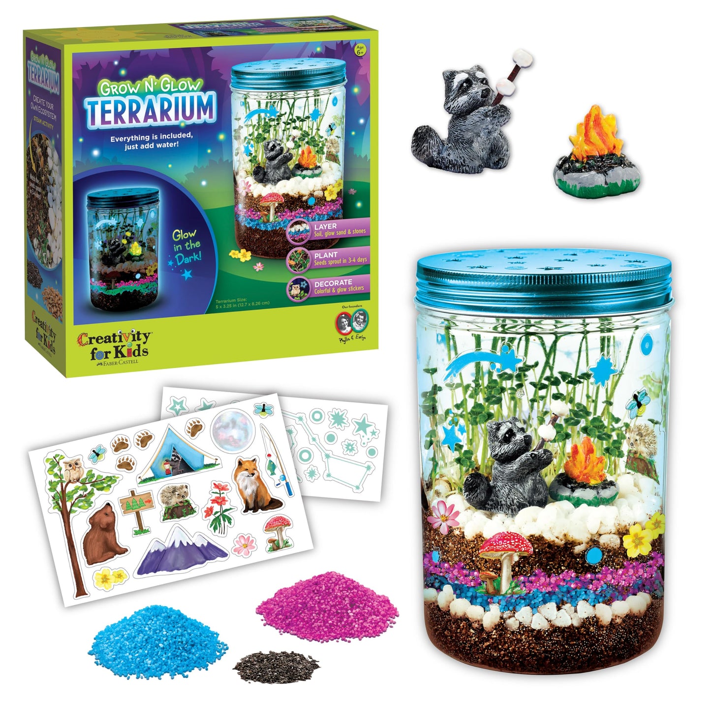 Creativity for Kids Grow 'N Glow Terrarium Kit for Kids - Educational Science Kits Ages 6-8+, Kids Gifts for Boys and Girls, Craft and STEM Projects